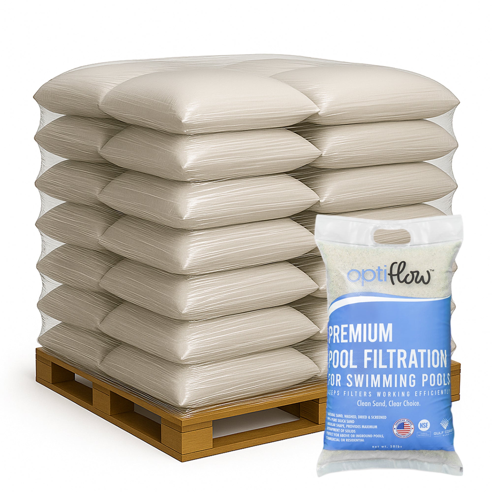 OptiFlow 50 Lb Pool Filtration Angular Sand with Pure Silica Formula, 56 Pack