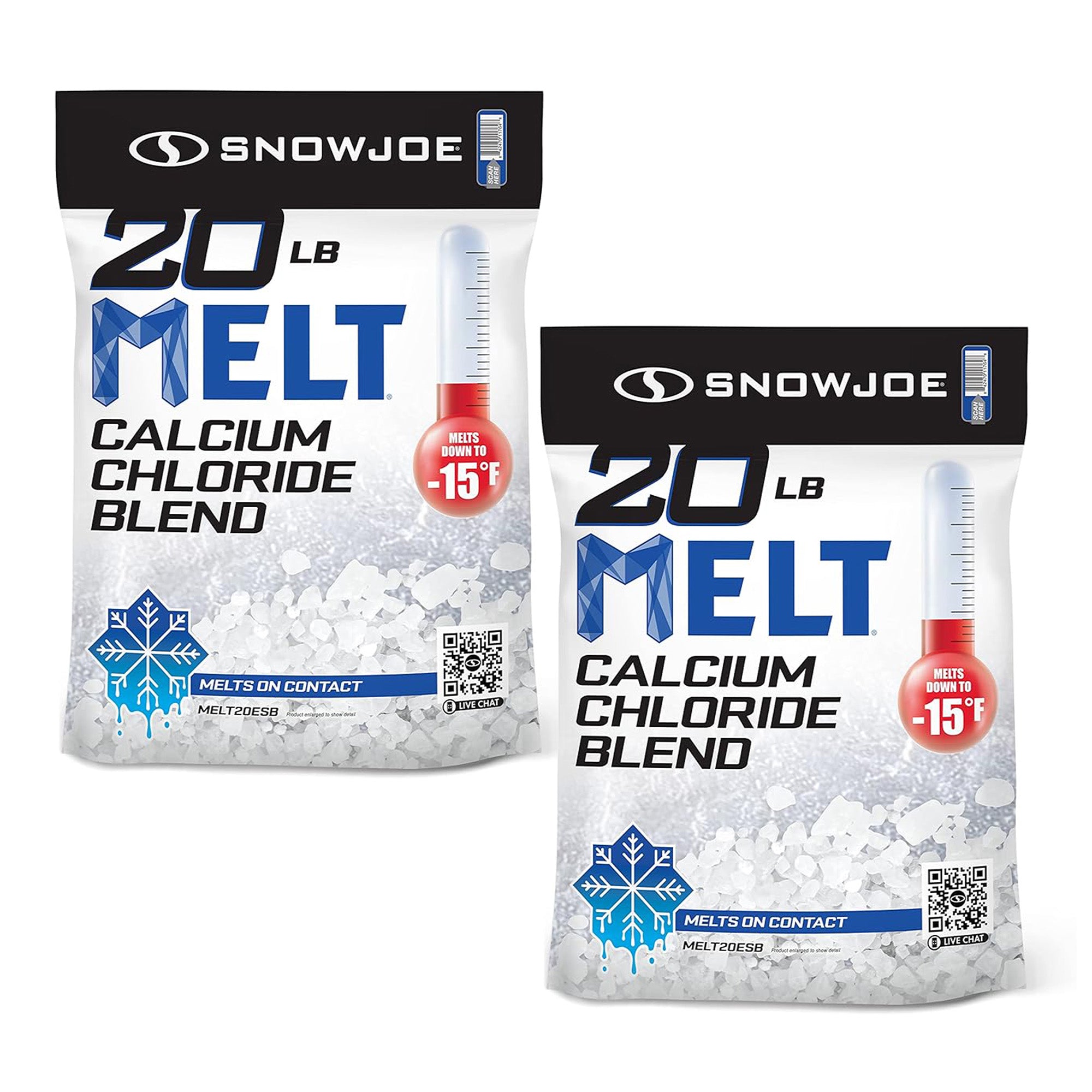 Snow Joe 2 Pack Calcium Chloride Ice Melt Snow Removal, 20 Lbs, Blue, MELT20ESB - VMInnovations