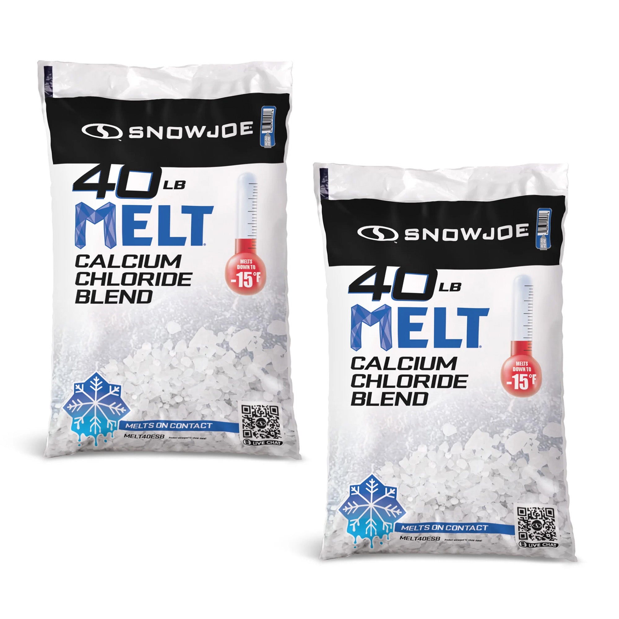 Snow Joe 2 Pack Calcium Chloride Deicer & Snow Removal, 40 Pound Bag, MELT40ESB - VMInnovations
