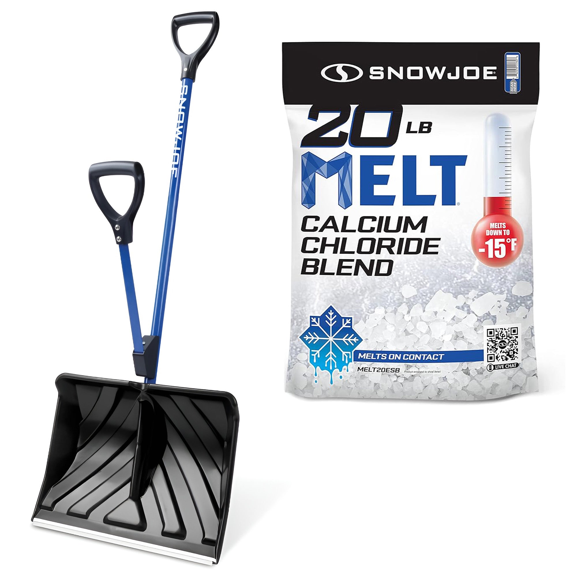 Snow Joe Calcium Chloride Ice Melt 20 Lbs & Snow Joe Shovelution Snow Shovel - VMInnovations