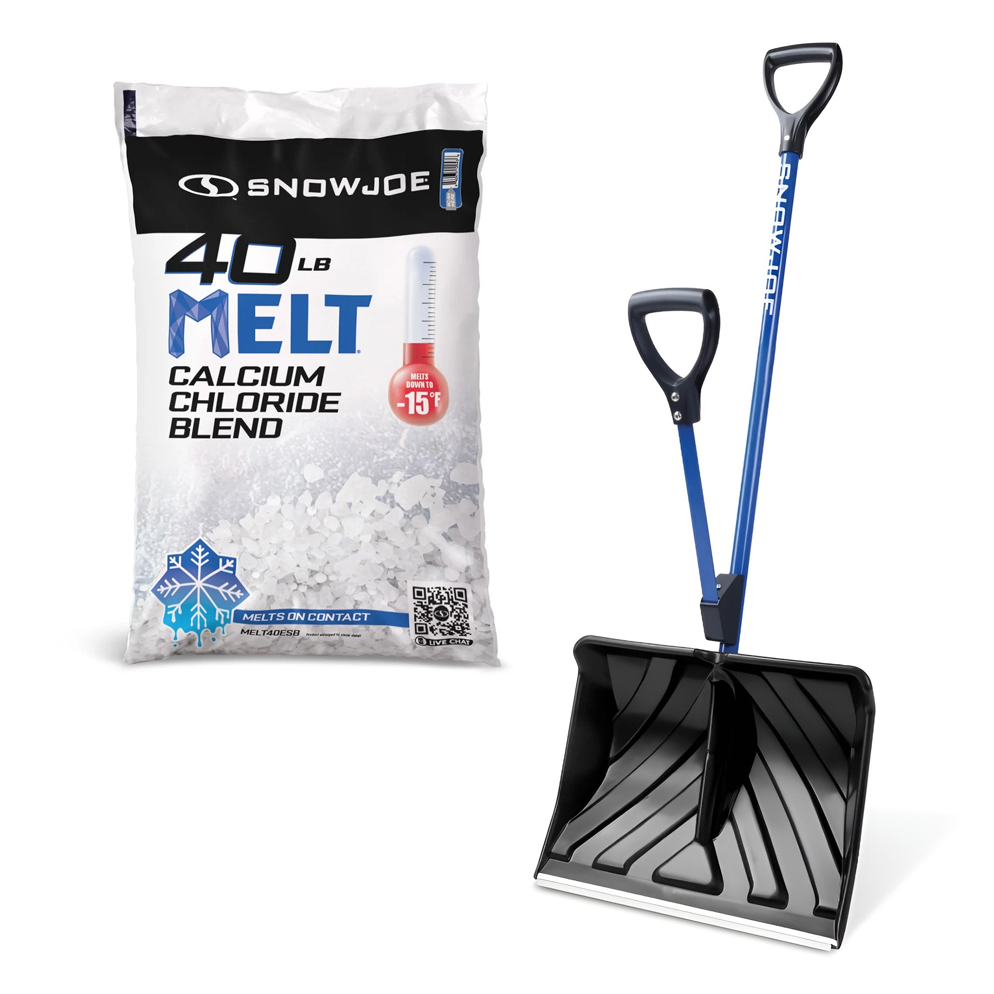 Snow Joe Calcium Chloride Ice Melt 40 Lbs & Snow Joe Shovelution Snow Shovel - VMInnovations