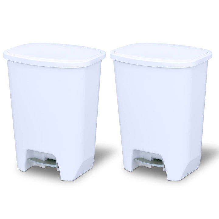 Glad Kitchen Trash Can with Lid and Garbage Bag Rings, 20 Gal, White, 2 Pack