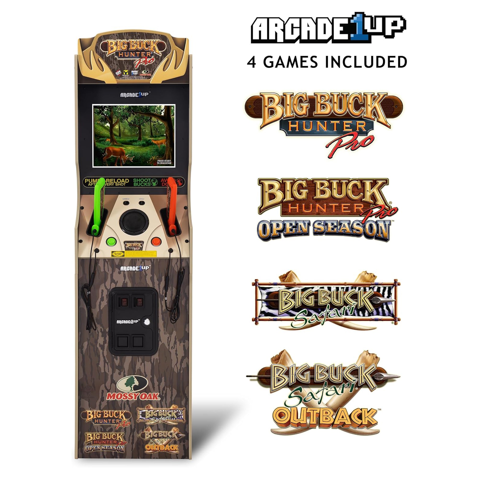 Arcade1Up Big Buck Mossy Oak Deluxe Arcade Machine w/Dual Light Guns (Open Box)