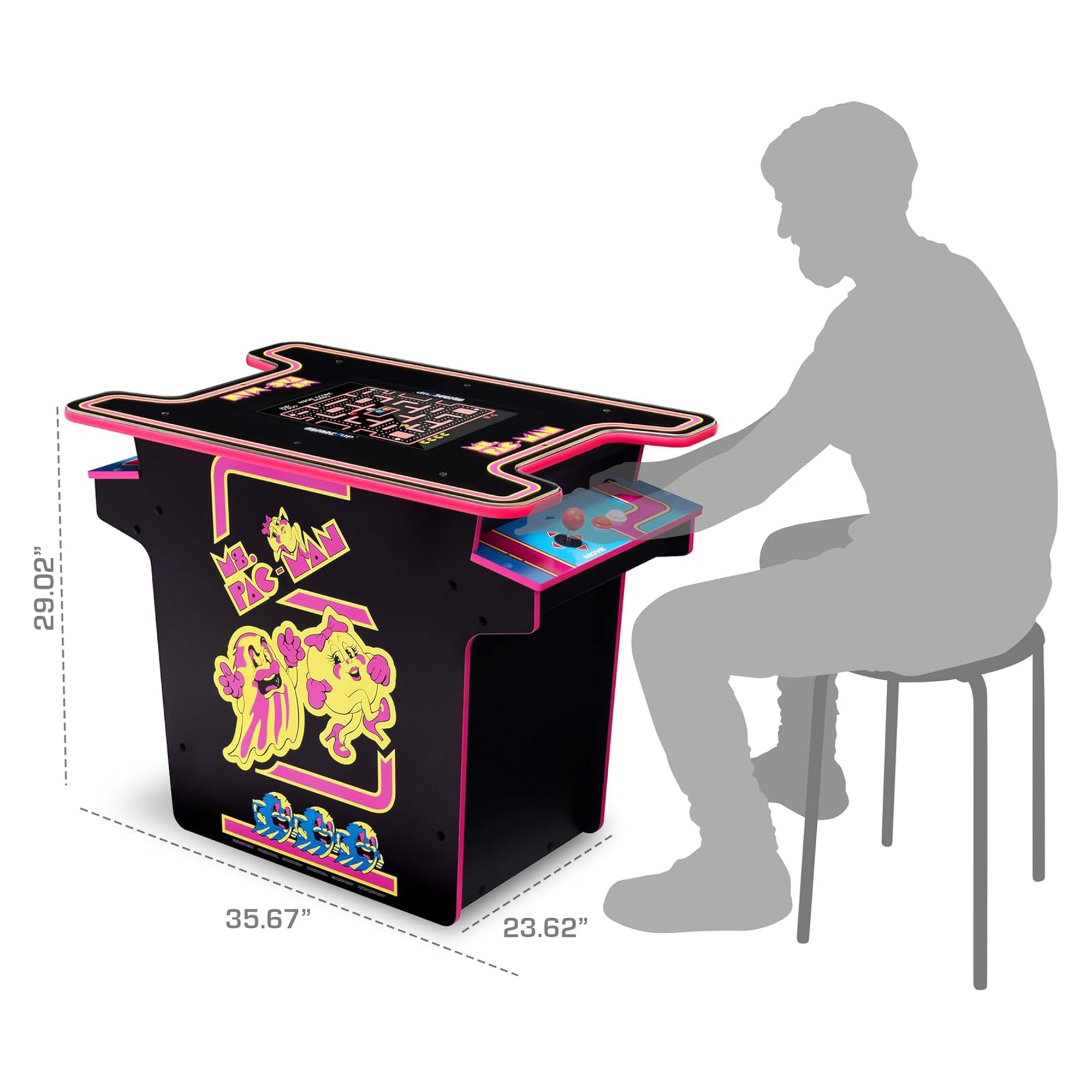 Arcade1Up Ms.PAC-MAN Table w/ 12 Games & 2 Player Control Panel (For Parts)