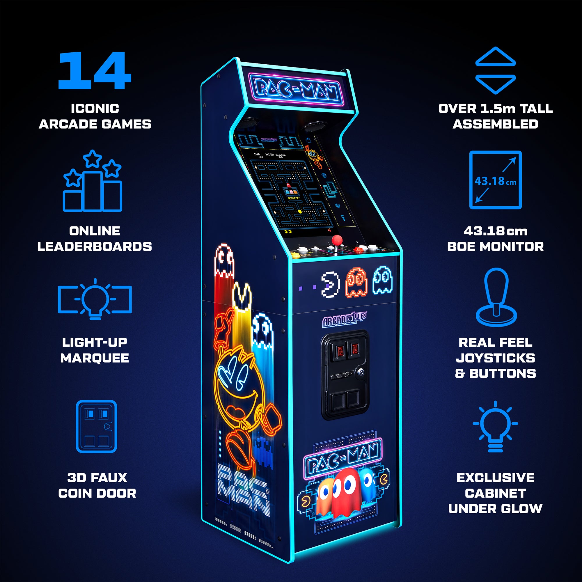 PAC-MAN NEON EDITION DELUXE ARCADE MACHINE