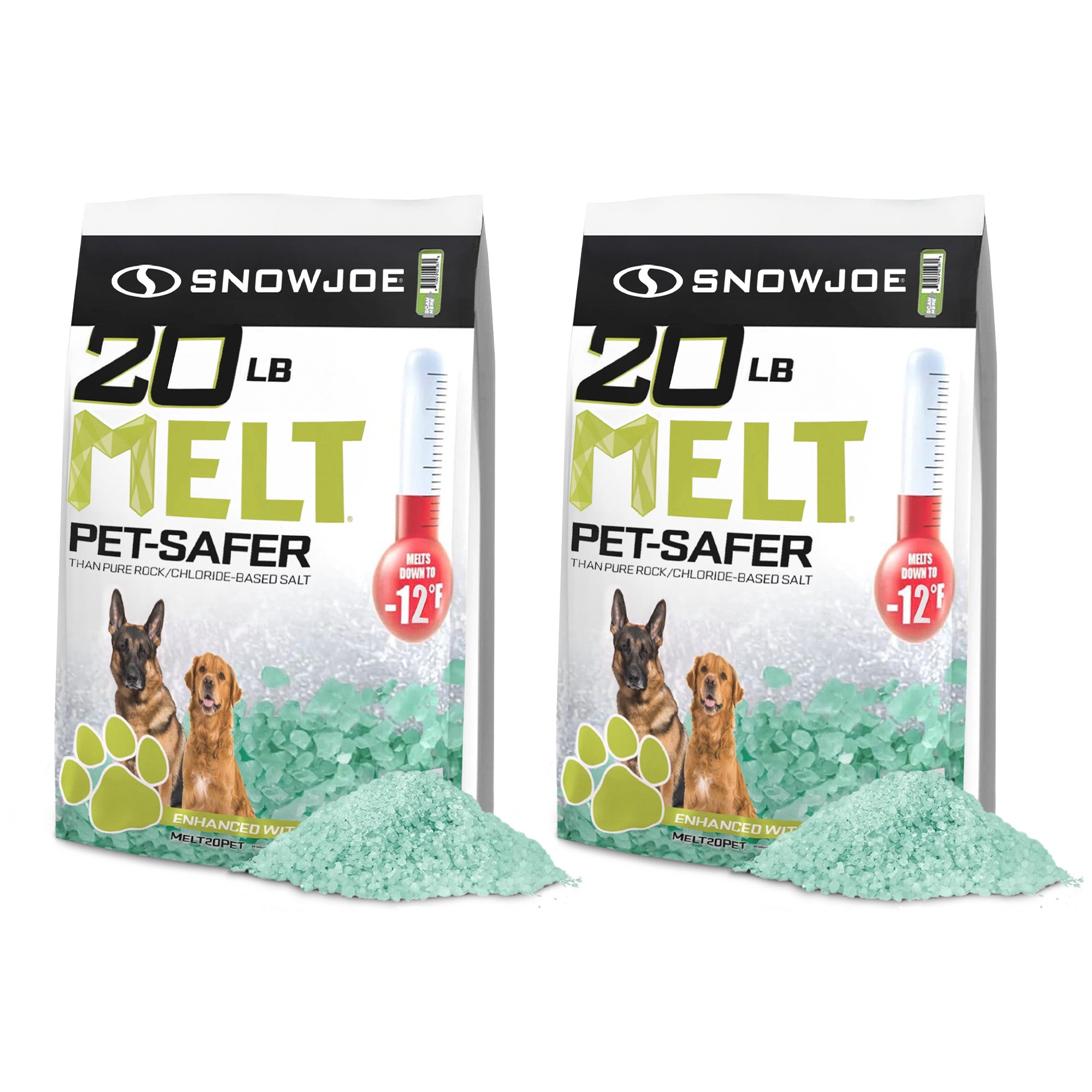 Snow Joe 2 Pack Pet-Safer Ice Melt Blend, Safe for Concrete/Sidewalks, 20 lb - VMInnovations
