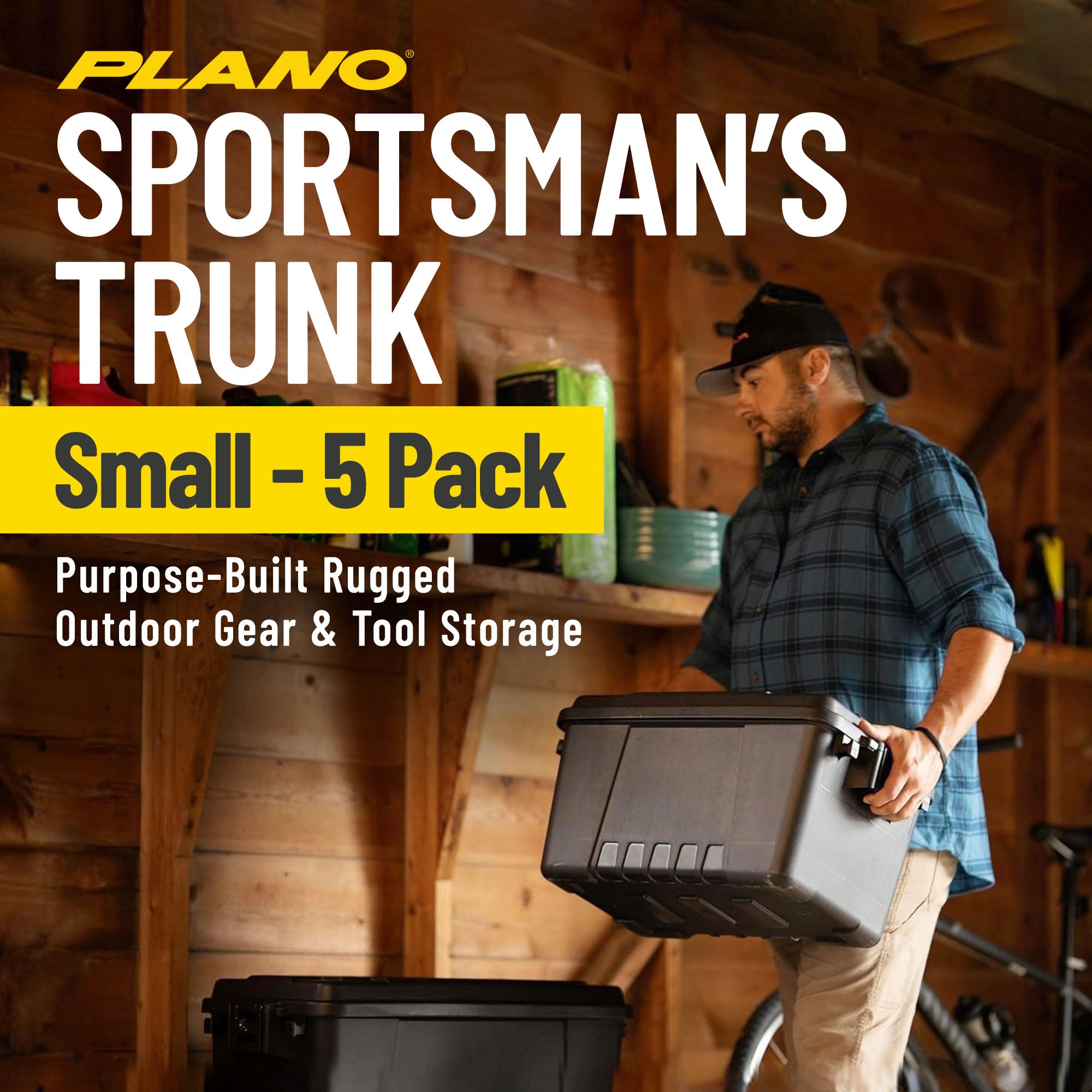 Plano 5 Pack Small Sportsman's Trunk for Outdoor Gear & Tools with Wheels, Black