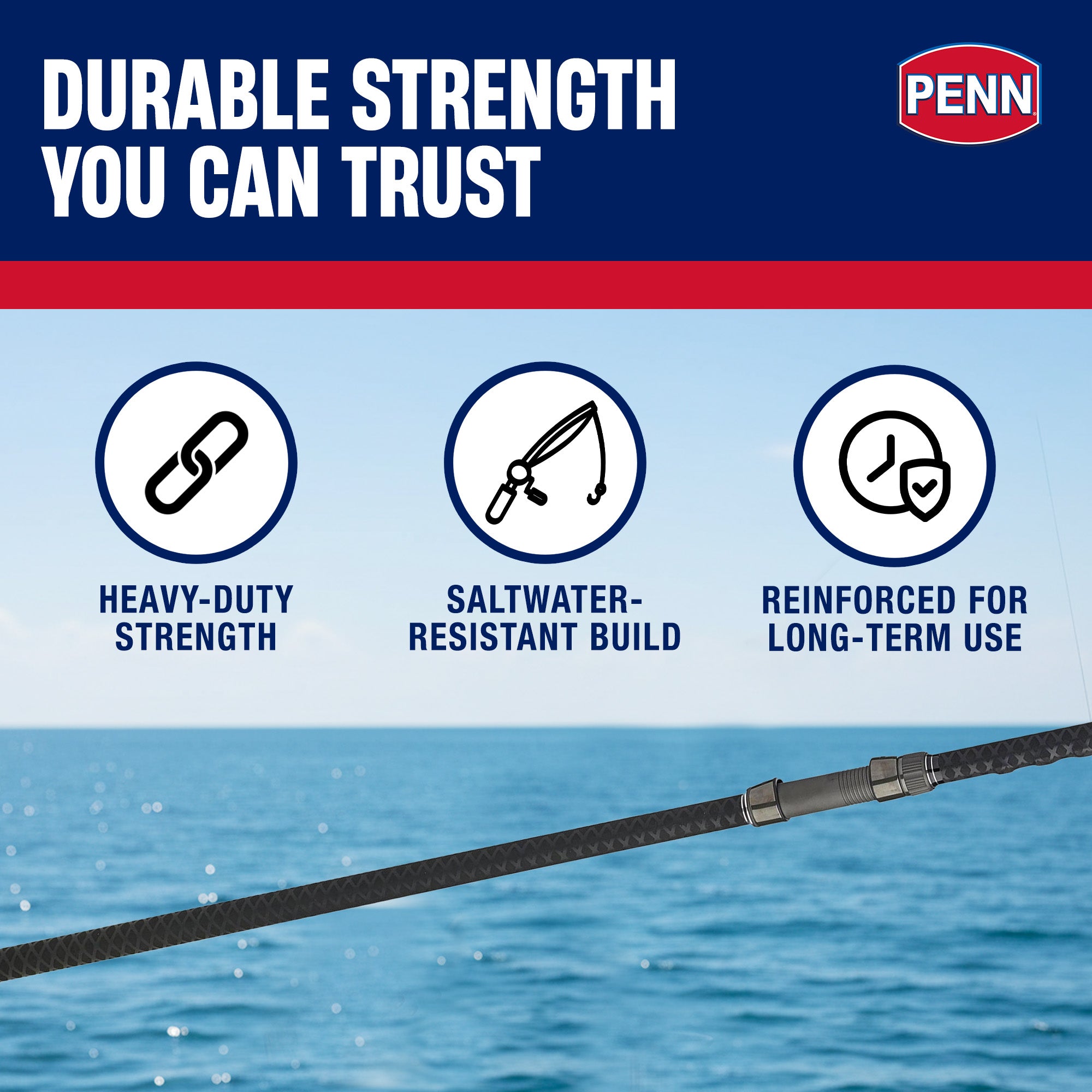 Penn Carnage III Surf Conventional Casting Fishing Rod 12’, up to 50 Lbs, Black