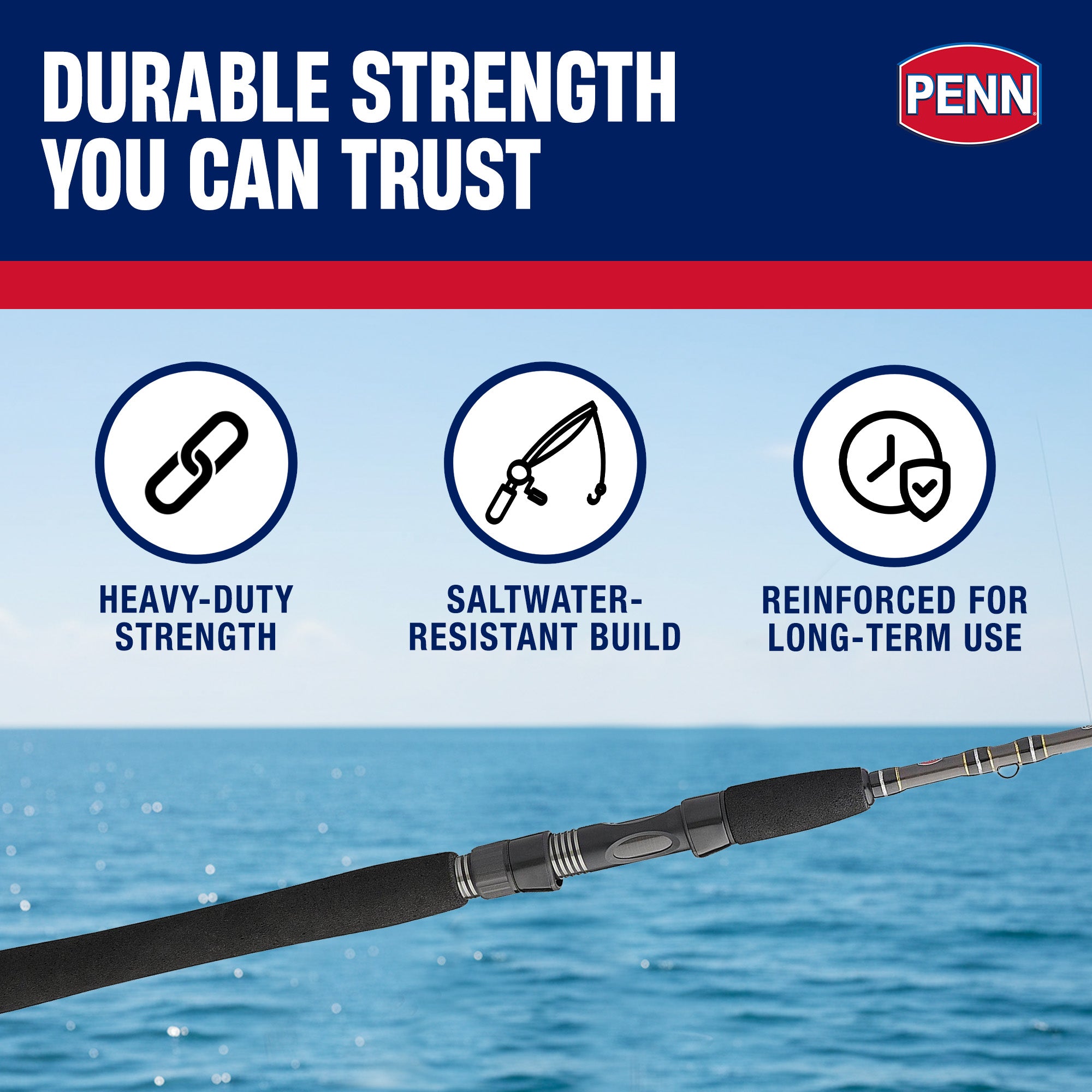 Penn III Inshore Spinning Fishing Rod, 7ft, Loads up to 20 Lbs, Black (Open Box) - VMInnovations