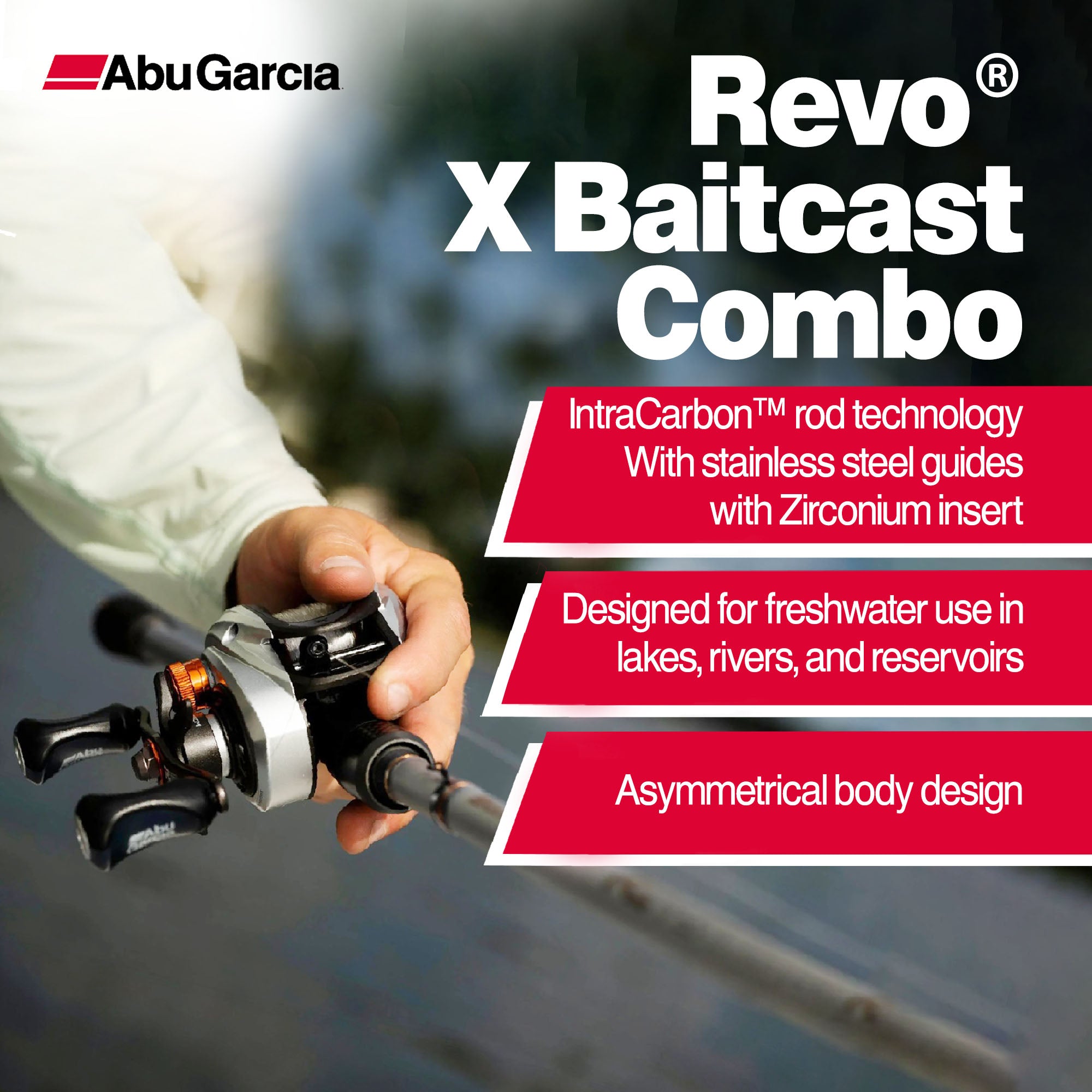Abu Garcia Revo X Baitcast Reel and Fishing Rod Combo, Right-Handed Orientation - VMInnovations