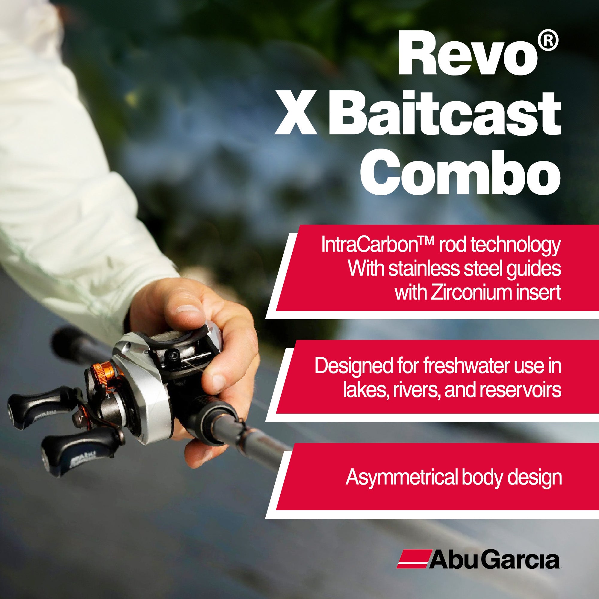 Abu Garcia Revo X Baitcast Reel and Fishing Rod Combo, Left-Handed Orientation