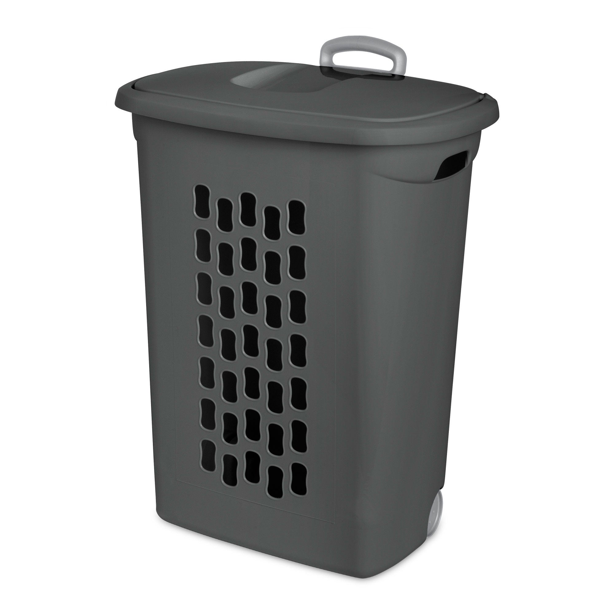 Sterilite Ultra Wheeled Hamper, Laundry Basket w/Lid & Handle, Flat Grey, 3 Pack - VMInnovations