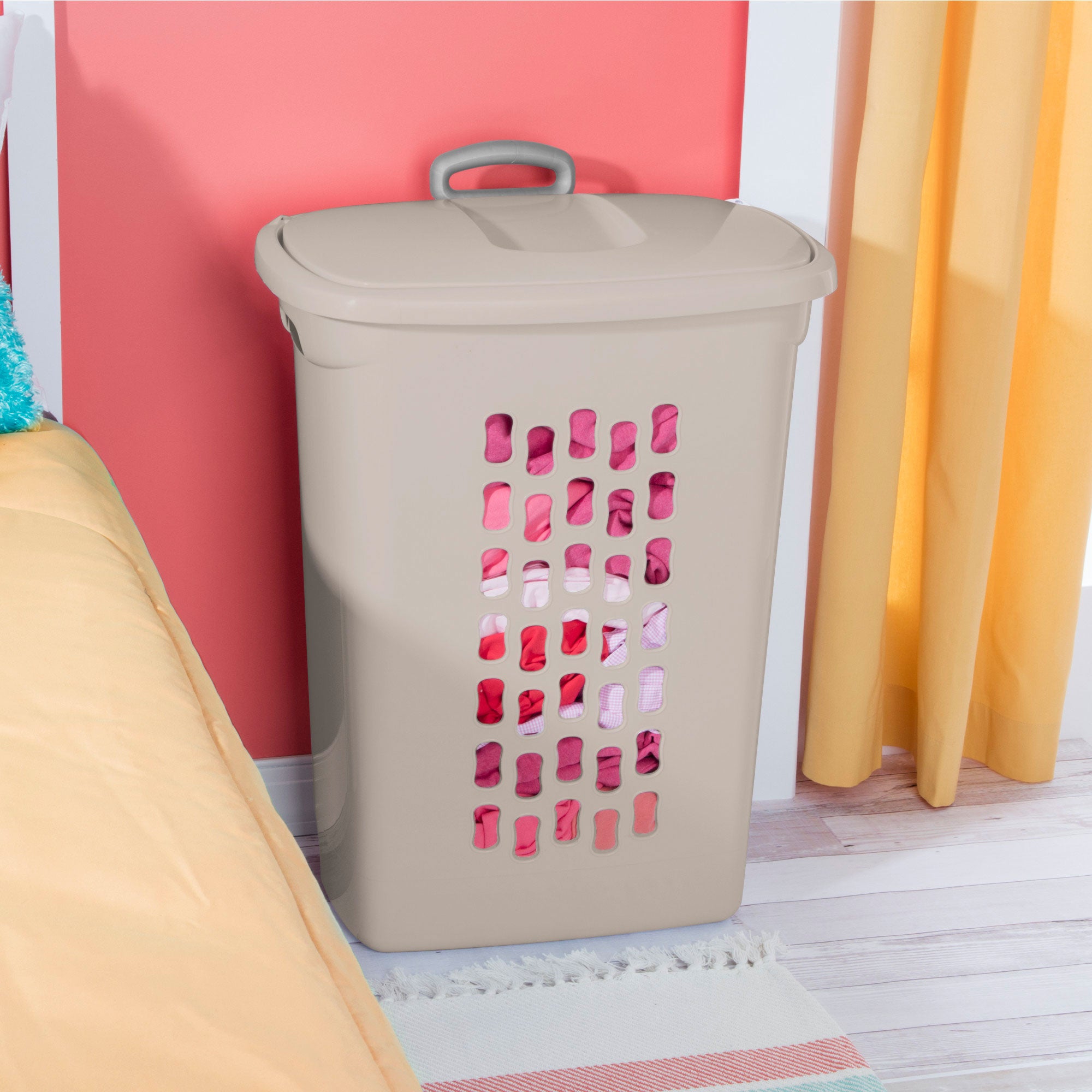 Sterilite Ultra Wheeled Hamper, Laundry Basket with Lid and Handle, Grey, 3 Pack - VMInnovations