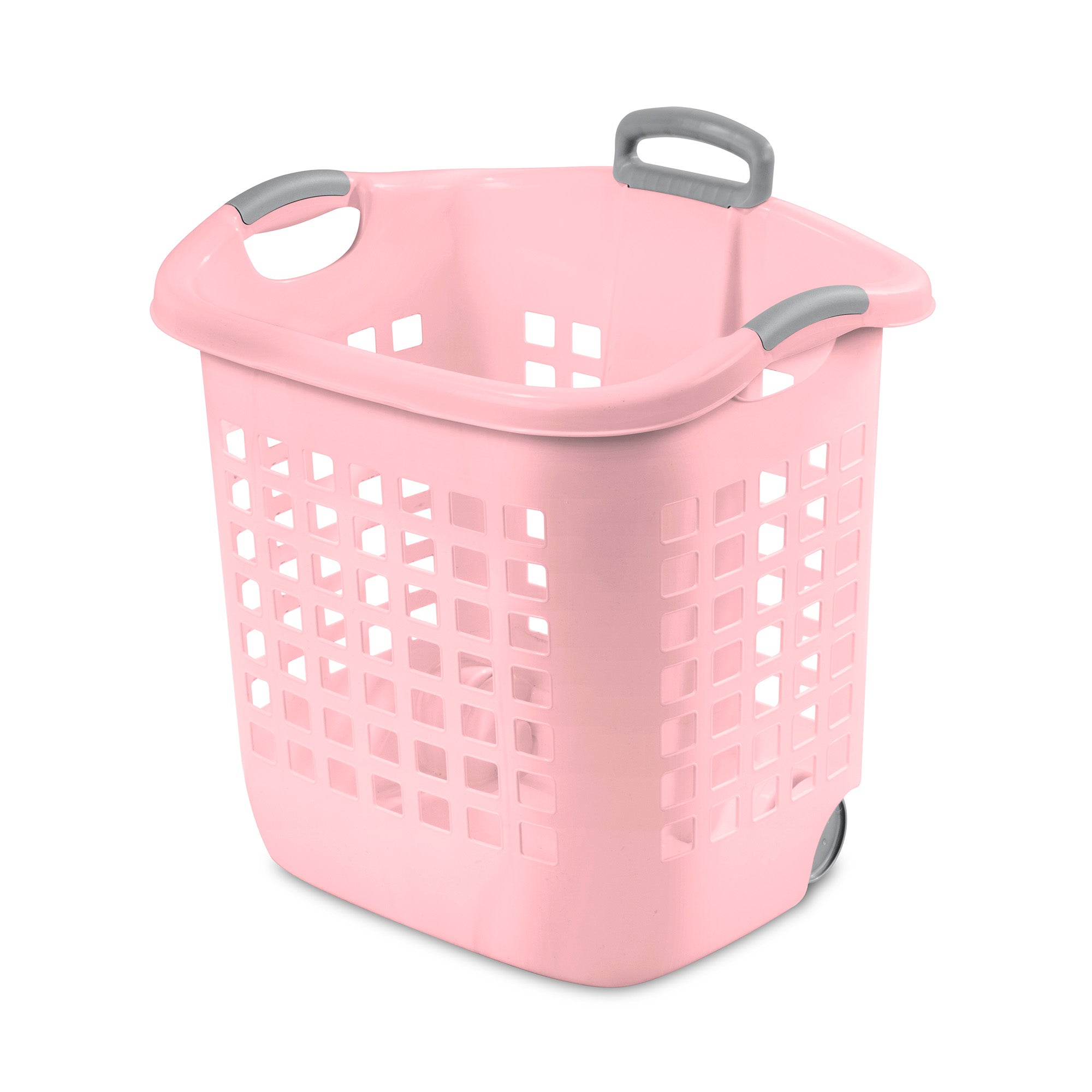 Sterilite Ultra Wheeled Laundry Basket, 1.7 Bushel with Handles, Pink, 4 Pack - VMInnovations