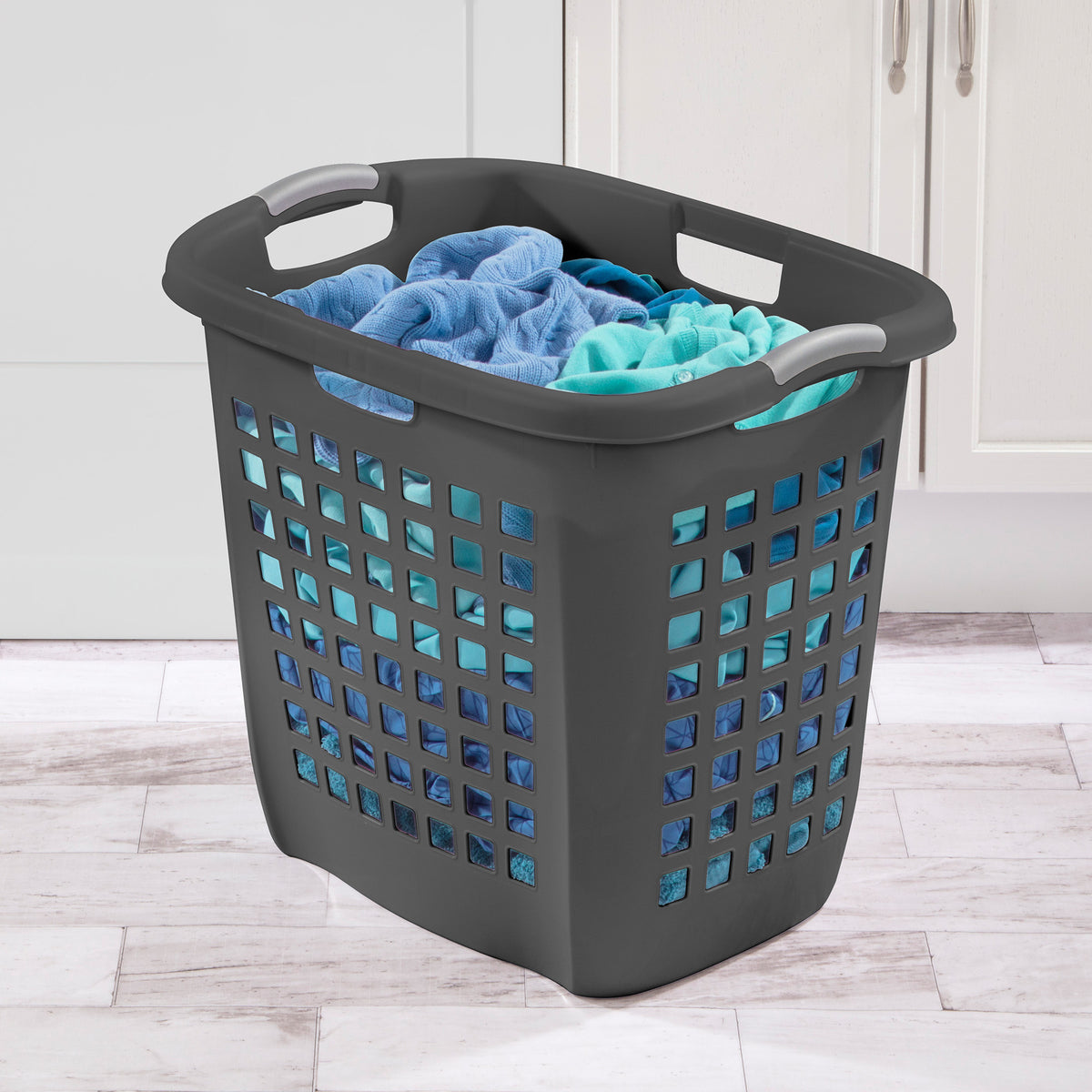 Sterilite Ultra Easy Carry Laundry Basket, 2.1 Bushel with Handles, Grey, 4 Pack - VMInnovations