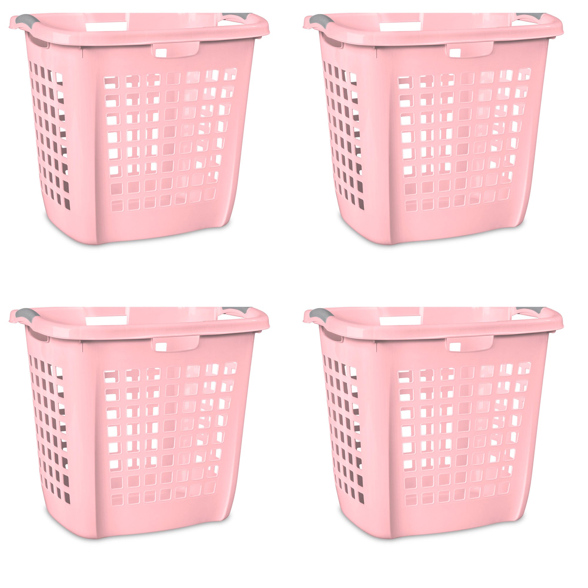 Sterilite Ultra Easy Carry Laundry Basket, 2.1 Bushel, Plastic, Pink, 4 Pack - VMInnovations