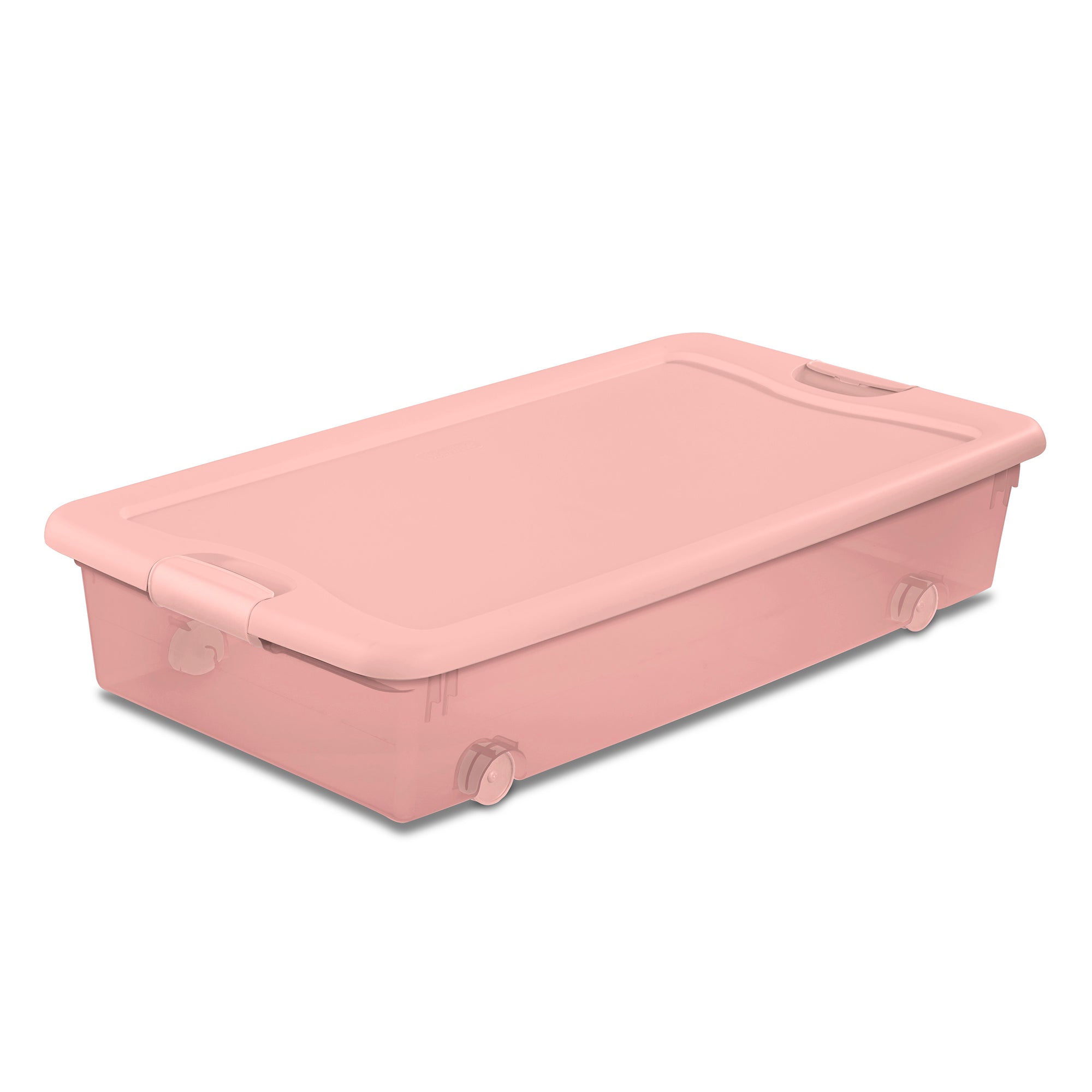 Sterilite 56 Qt Wheeled Under Bed Storage Container Plastic Bin, Blush, 8 Pack