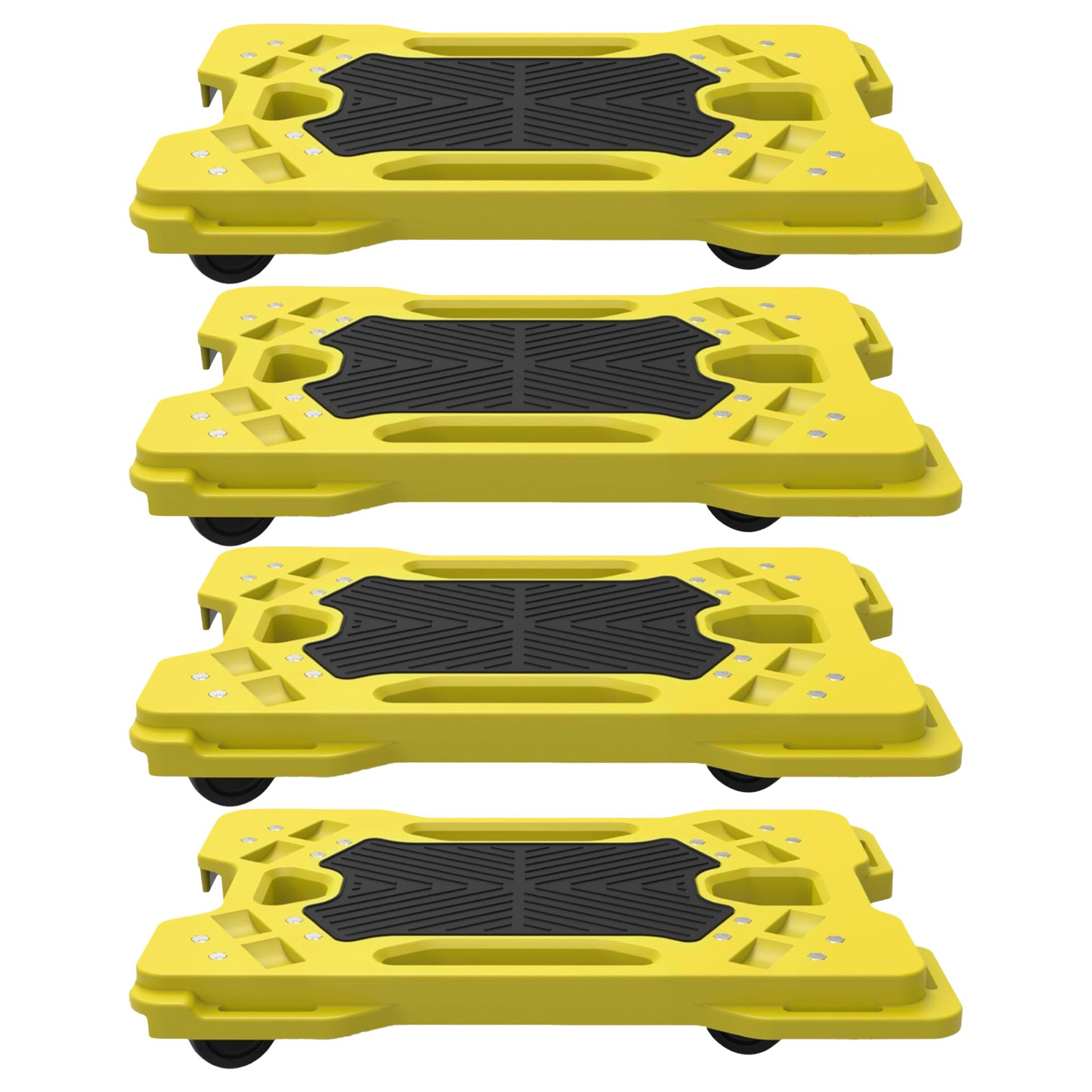 Ramtuff Connectable Moving Dolly, Sturdy Plastic Cart w/ Wheels, Yellow, 4 Pack