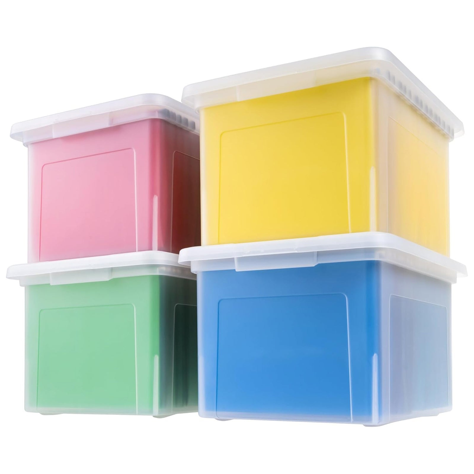 IRIS USA Plastic File Box w/ Lids, Letter/Legal Storage Organizer, 35 Qt, 4-Pack - VMInnovations