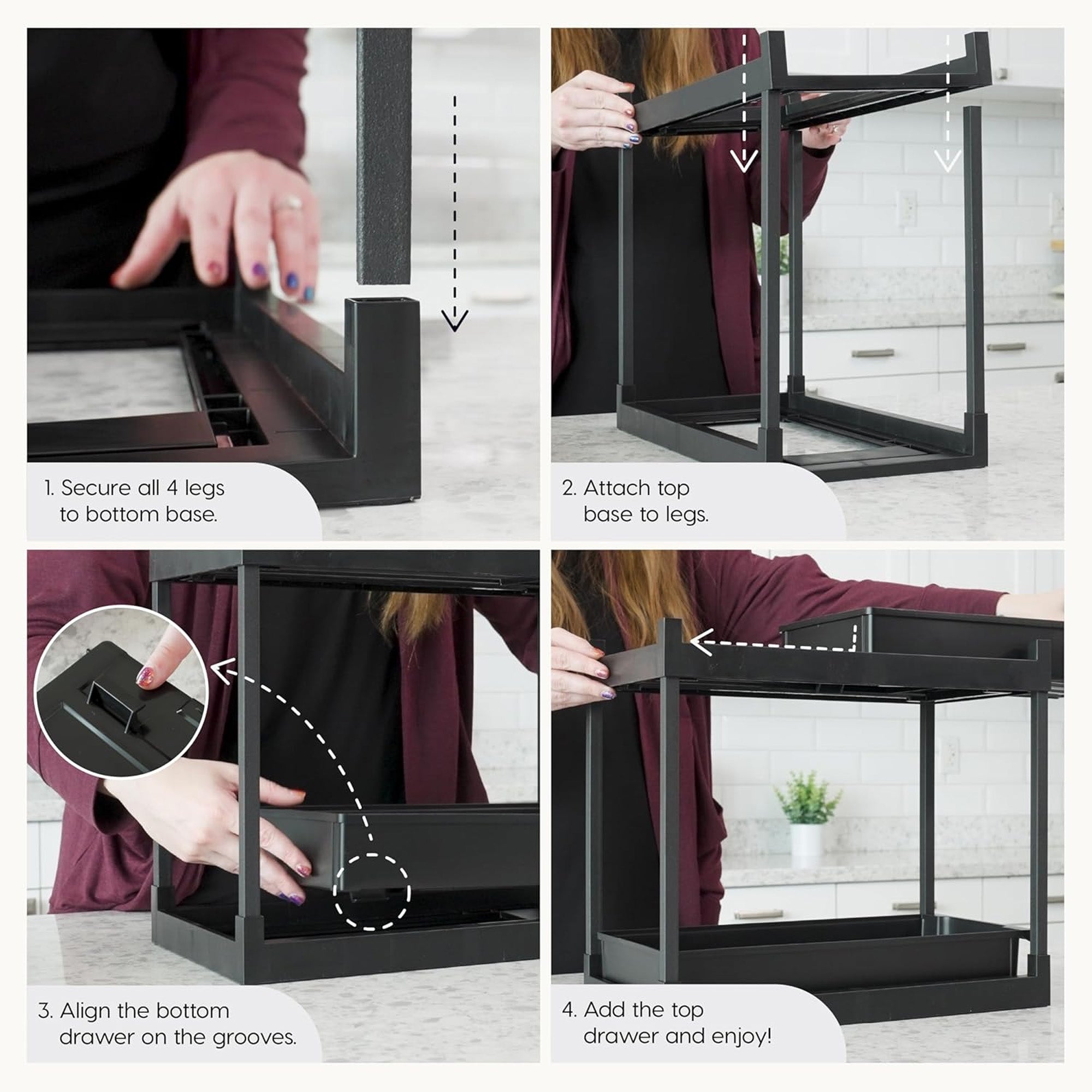 IRIS USA 2-Tier Under Sink Organizer, Pull-Out Storage Shelf for Home, 2-Pack - VMInnovations