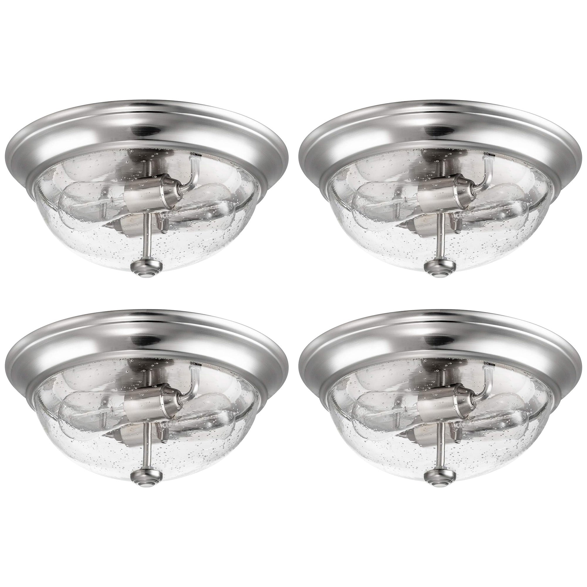 Prominence Home 4 Pack 13” Flush Mount Indoor Ceiling Light, Madalyn, Nickel