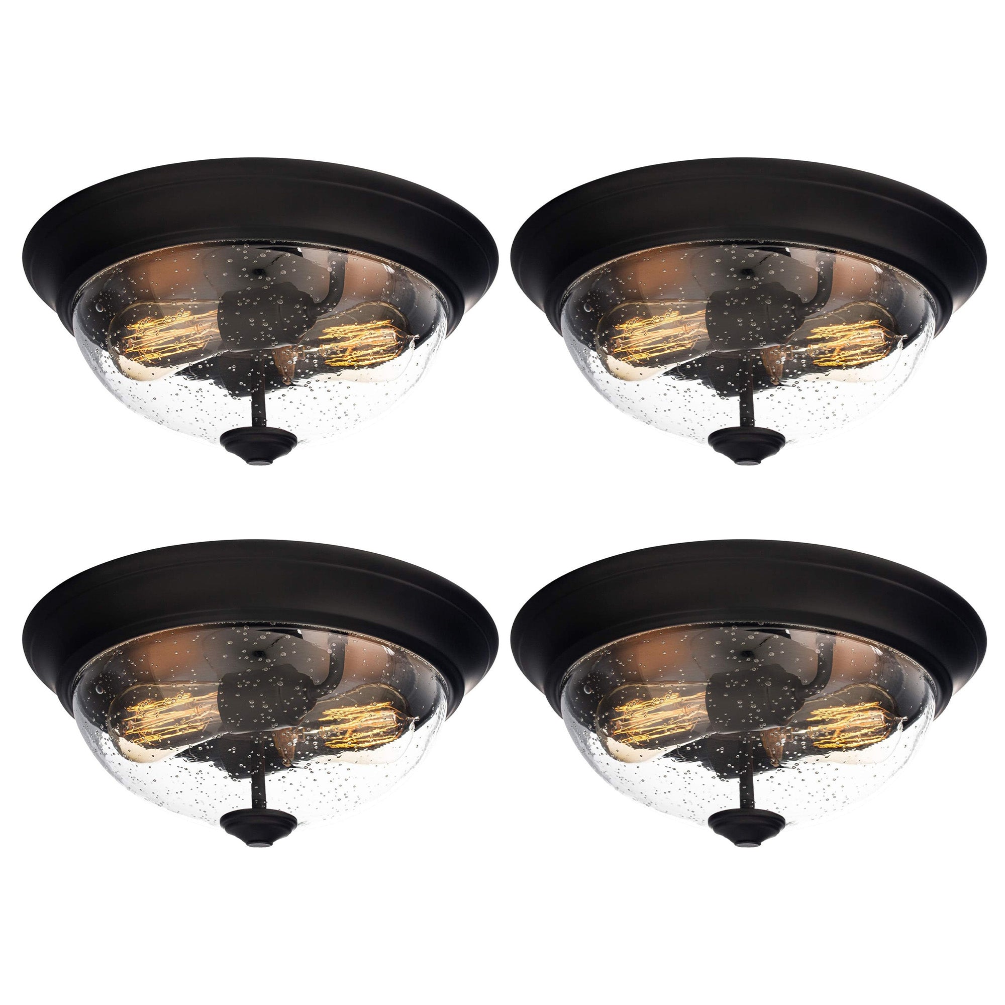 Prominence Home 4 Pack 13” Flush Mount Indoor Ceiling Light, Madalyn, Bronze - VMInnovations