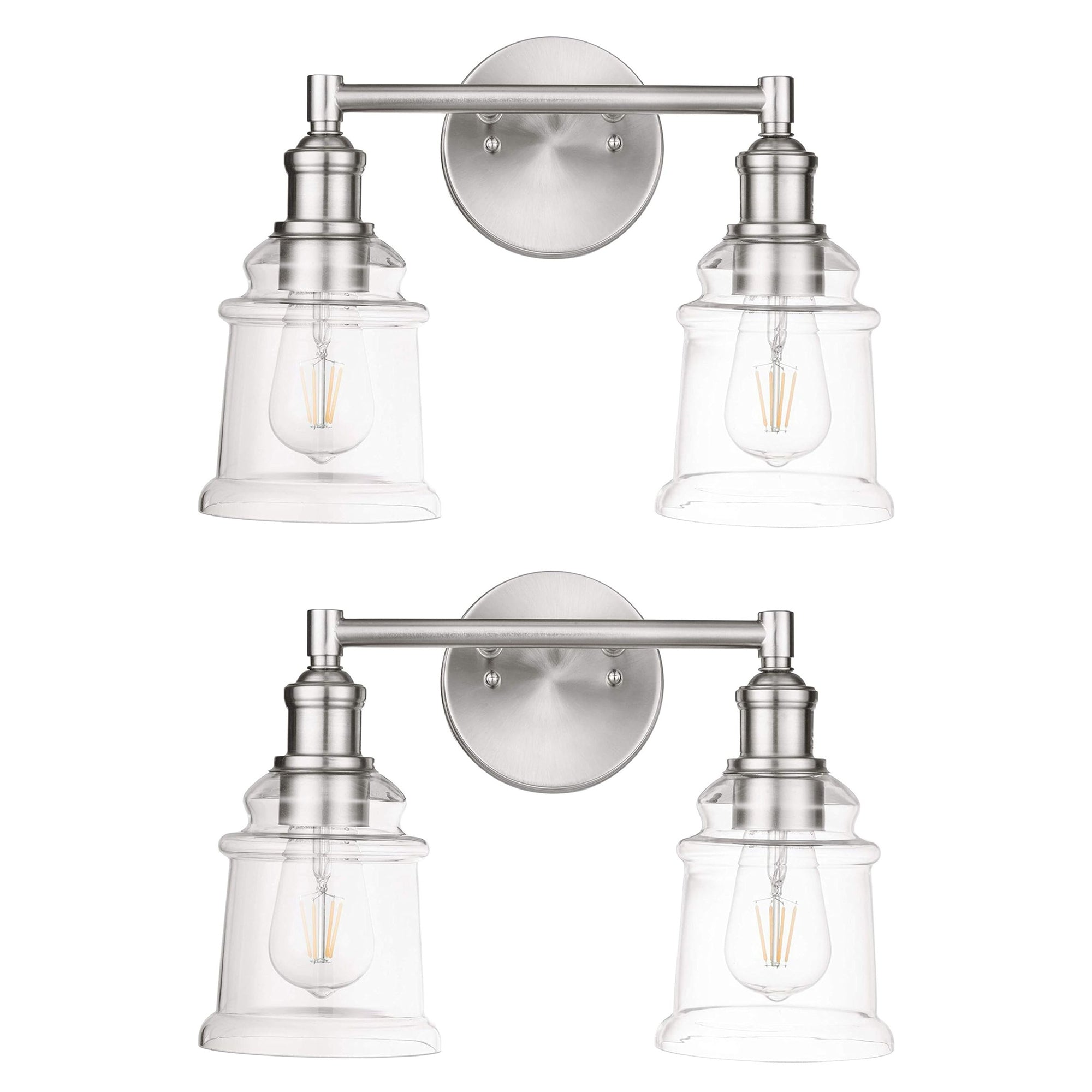 Prominence Home 2 Pack Eaton Ridge 2 Light Industrial Bathroom Vanity, Nickel