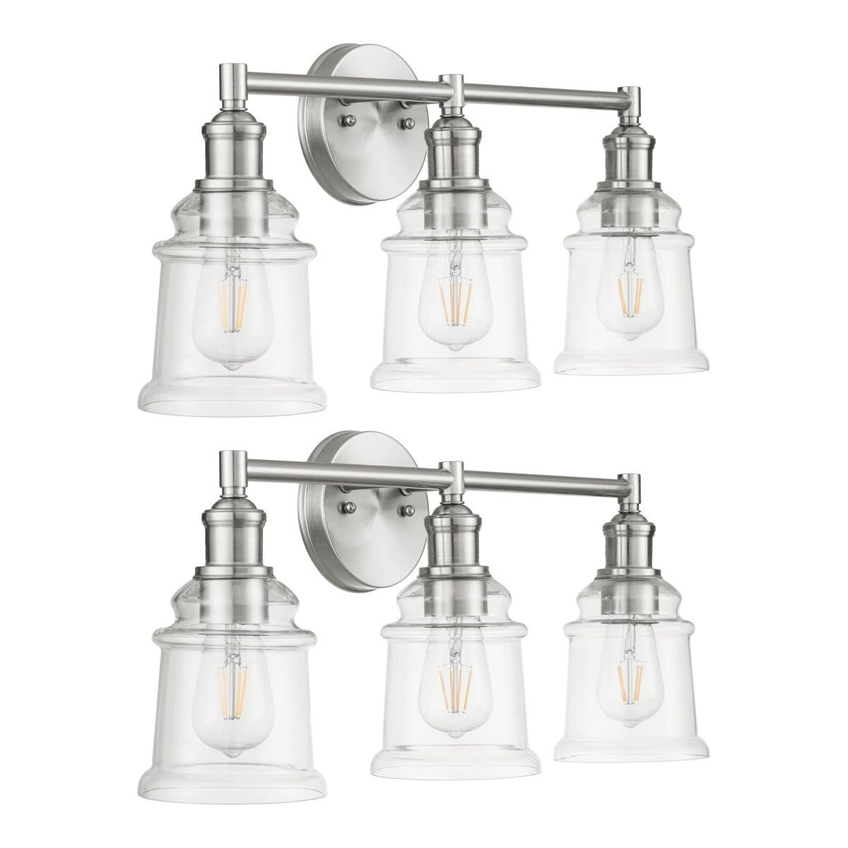 Prominence Home 2 Pack Eaton Ridge 3 Light Industrial Bathroom Vanity, Nickel