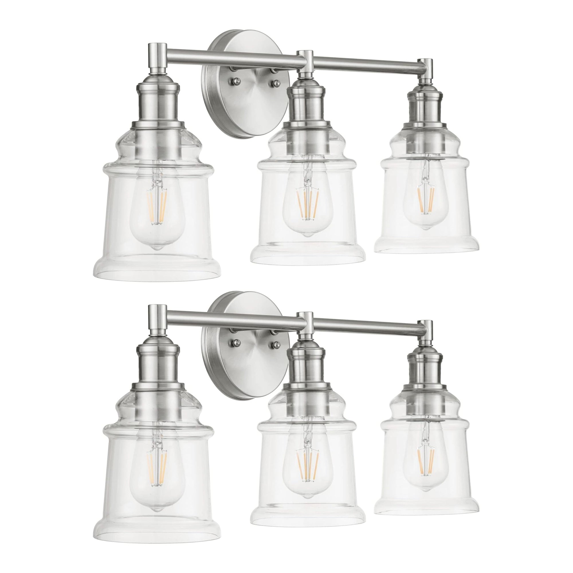 Prominence Home 2 Pack Eaton Ridge 3 Light Industrial Bathroom Vanity, Nickel - VMInnovations