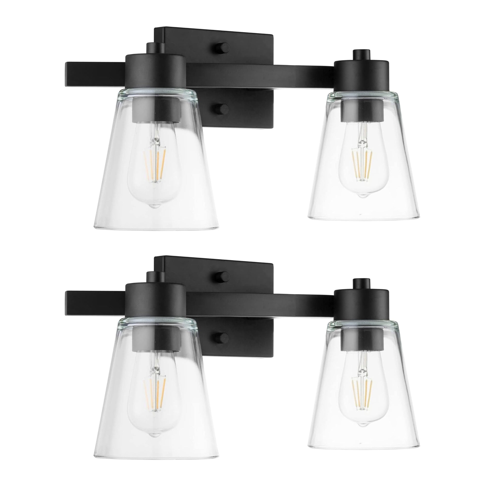 Prominence Home 2 Pack Fairendale 2 Light Bathroom Wall Vanity Light Matte Black