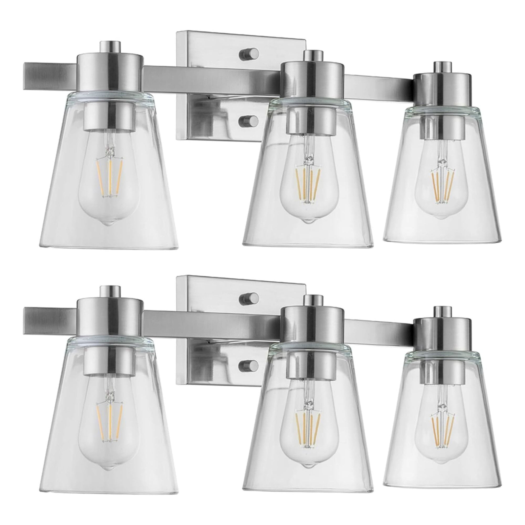 Prominence Home 2 Pack Fairendale 3 Light Bathroom Vanity Light, Brushed Nickel