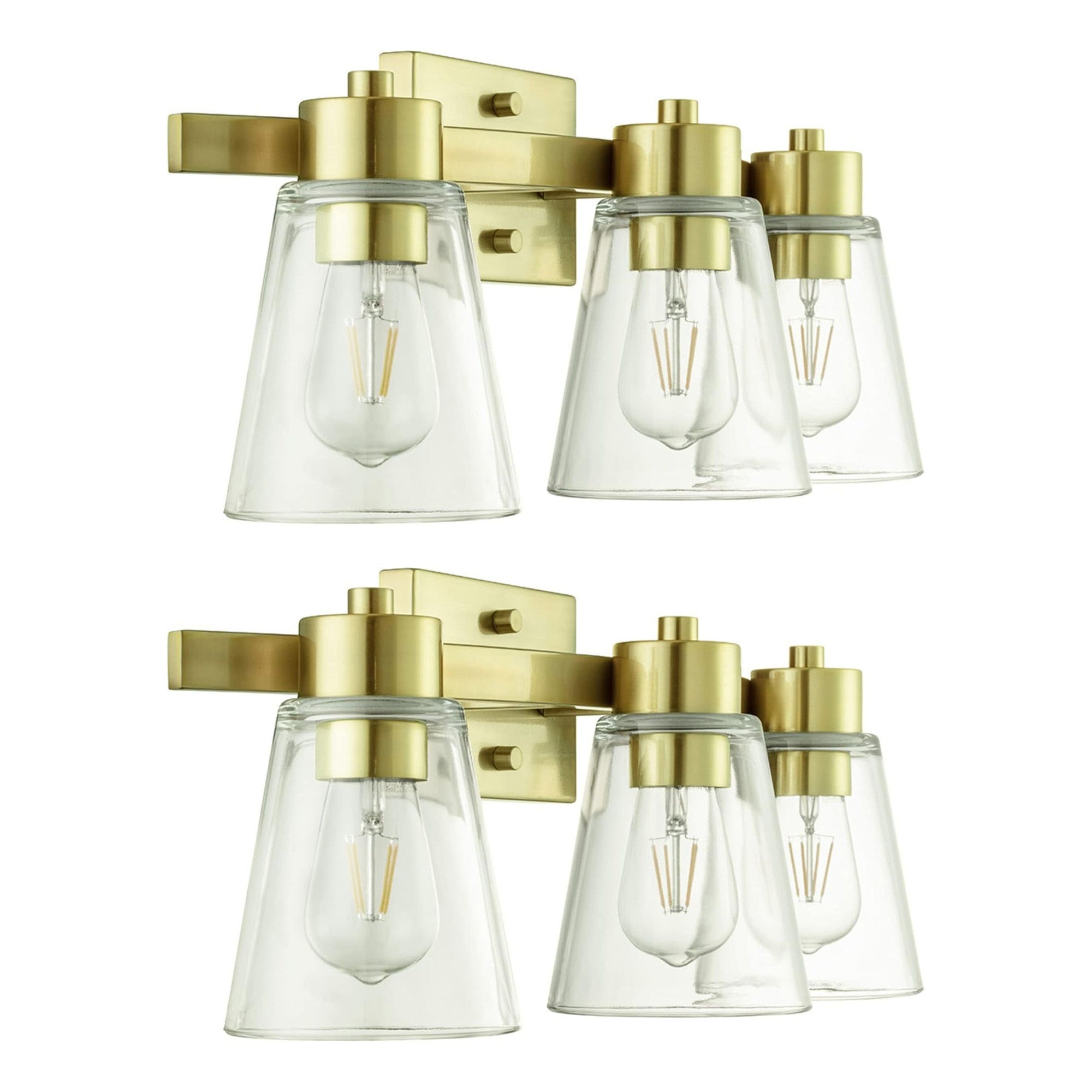 Prominence Home 2 Pack Fairendale 3 Light Bathroom Wall Vanity Light, Soft Gold - VMInnovations