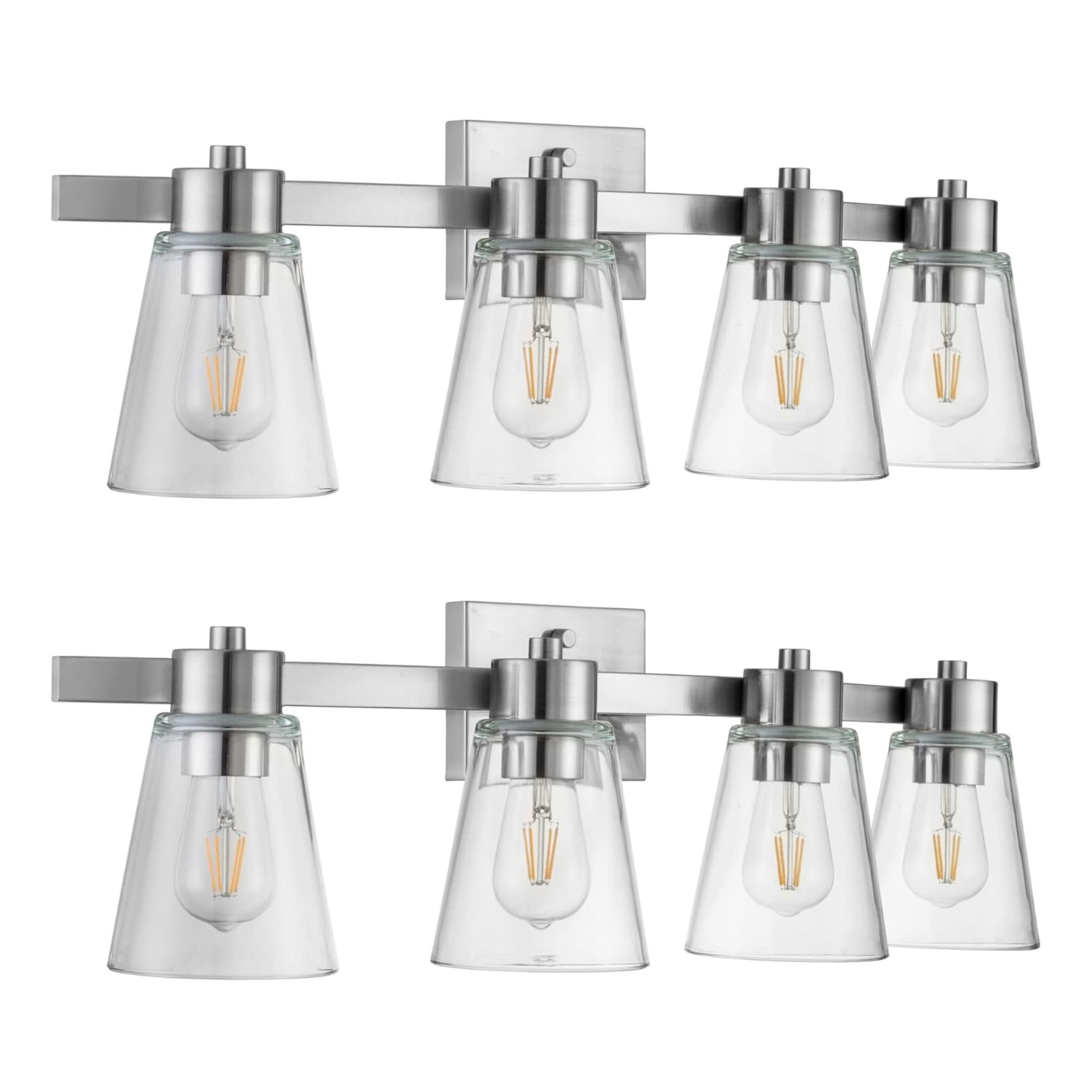 Prominence Home 2 Pack Fairendale 4 Light Bathroom Vanity Light, Brushed Nickel