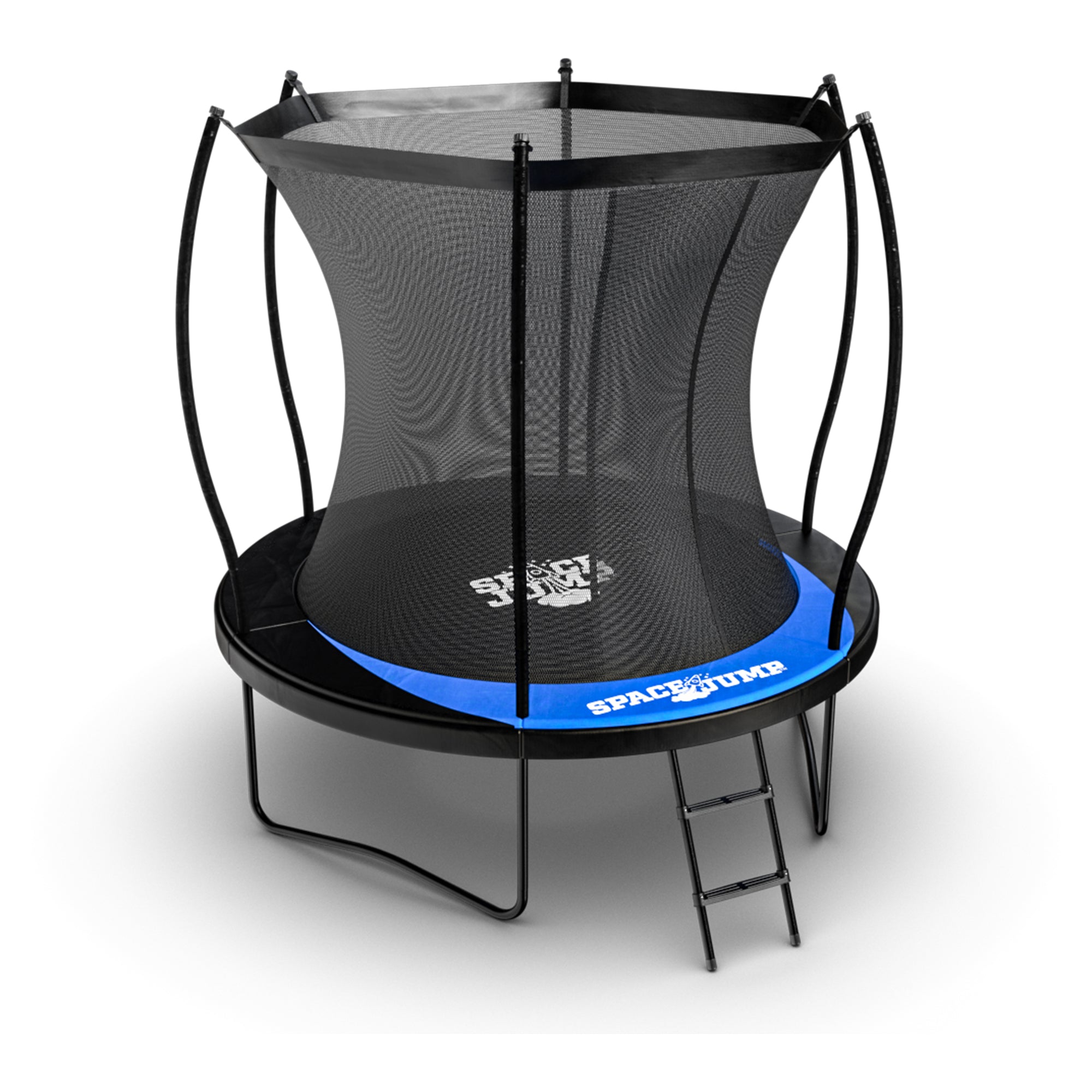 SpaceJump Lunar 8' Trampoline, Outdoor Bouncer with Net and Eclipse Sun Shade