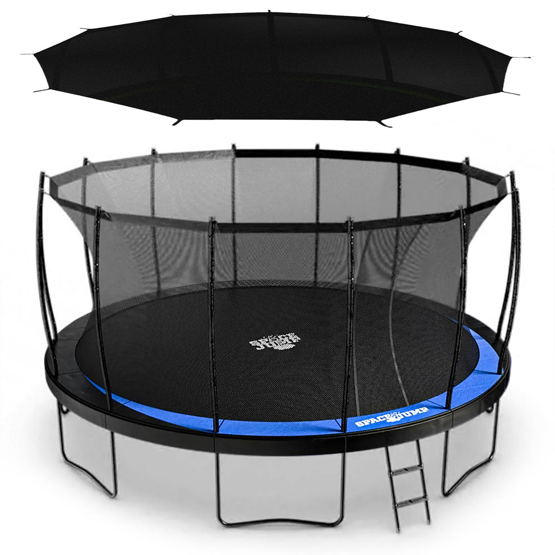 SpaceJump Lunar 16' Trampoline, Outdoor Bouncer with Net and Eclipse Sun Shade - VMInnovations