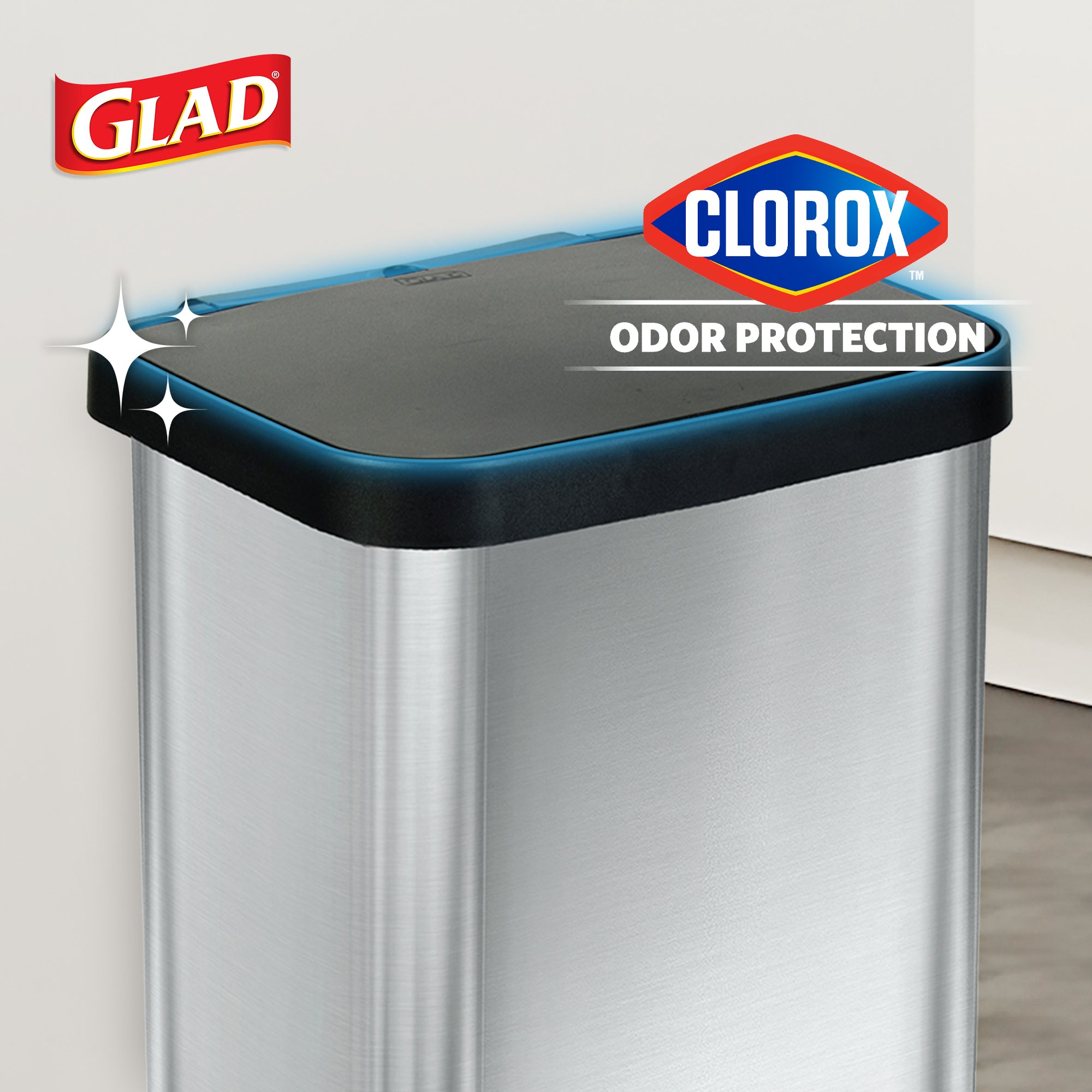 Glad Step Trash Can, Soft Close Lid Bin with Odor Protection, 13 Gal (Open Box) - VMInnovations