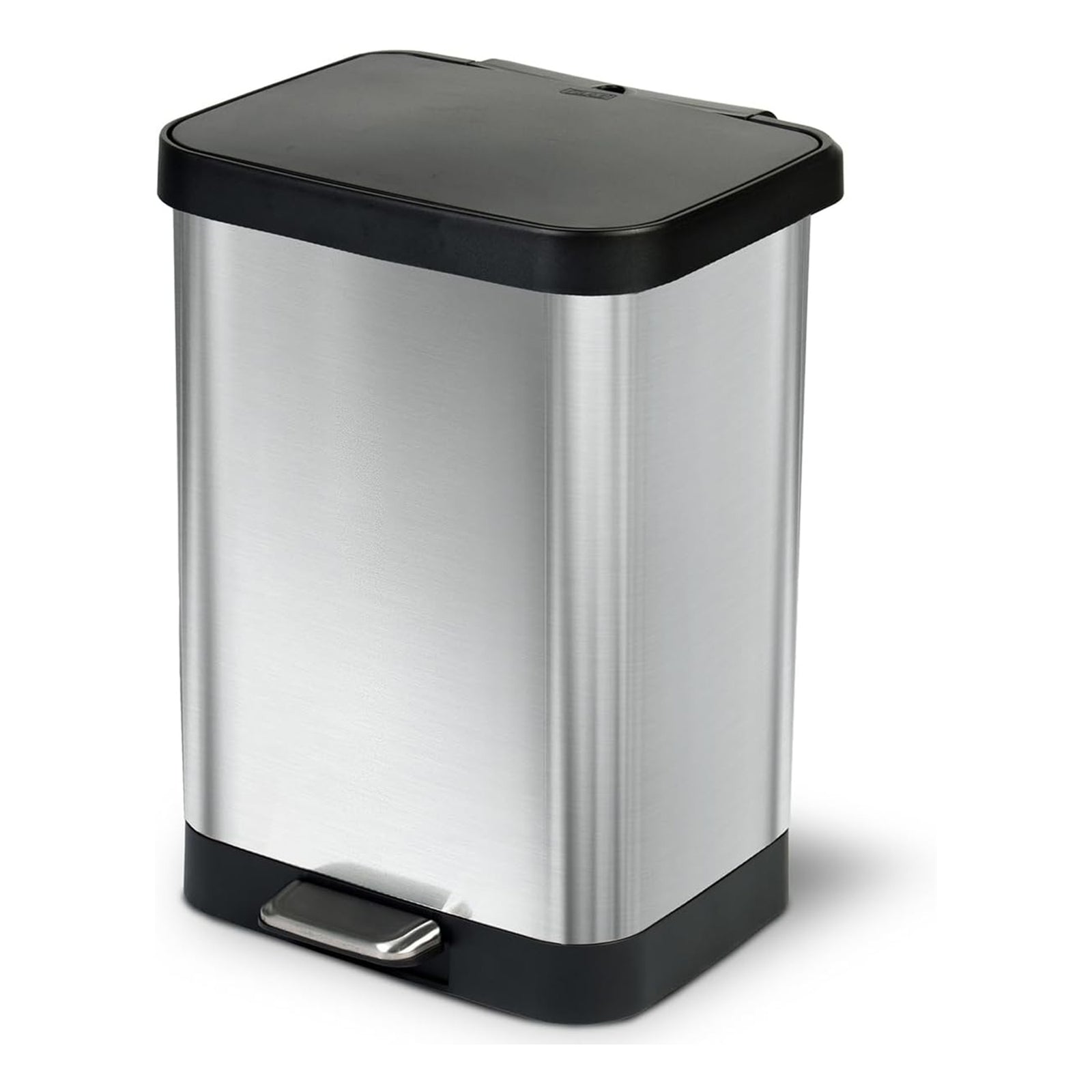 Glad Step Trash Can, Soft Close Lid Bin with Odor Protection, 13 Gal, Stainless - VMInnovations