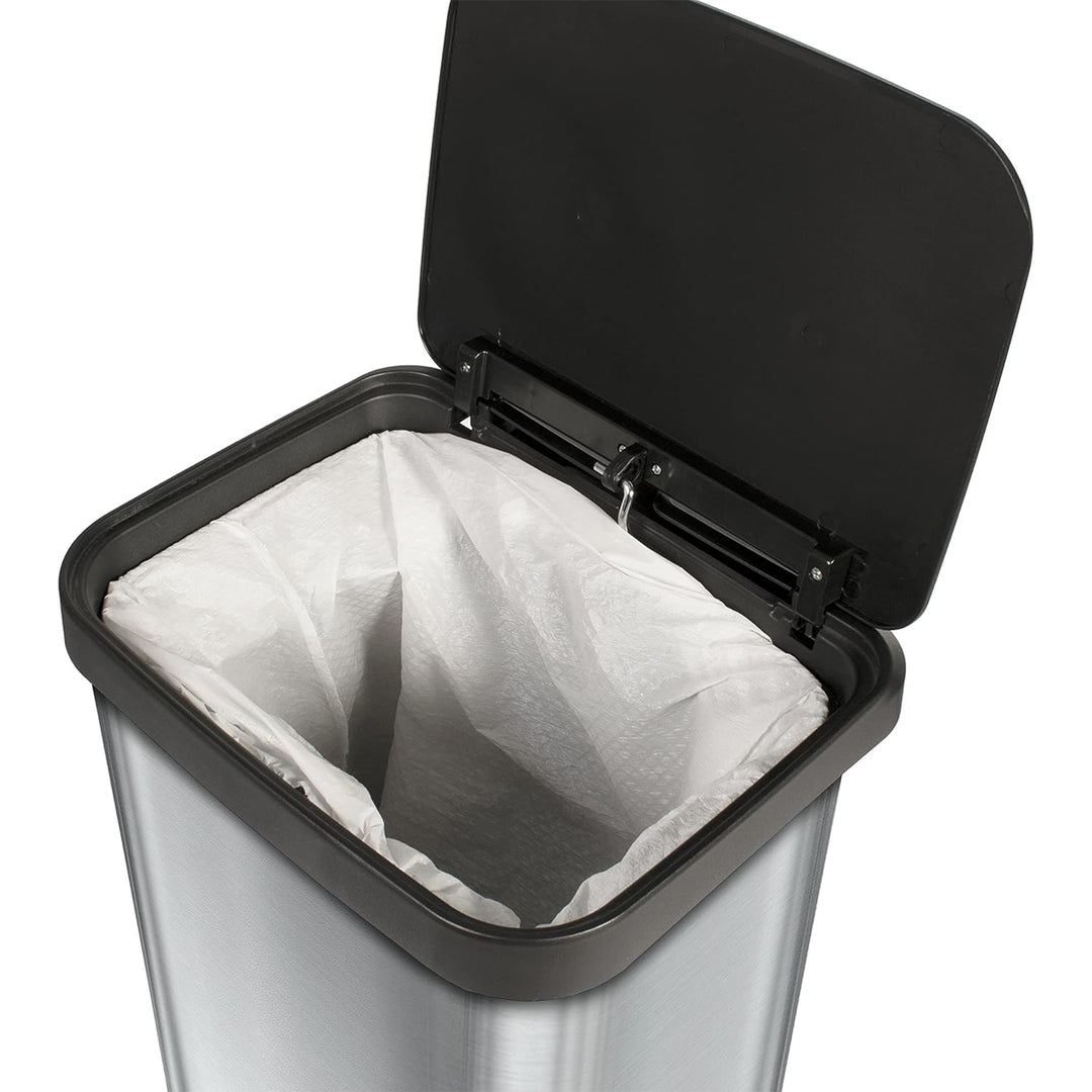 Glad Step Trash Can, Soft Close Lid Bin with Odor Protection, 13 Gal, Stainless - VMInnovations