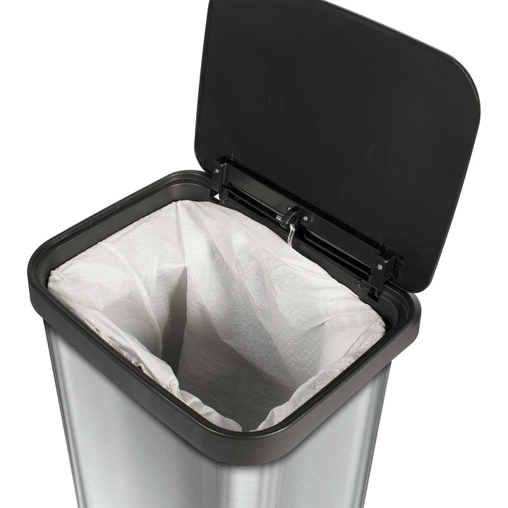 Glad Step Trash Can, Soft Close Lid Bin with Odor Protection, 13 Gal, Stainless - VMInnovations