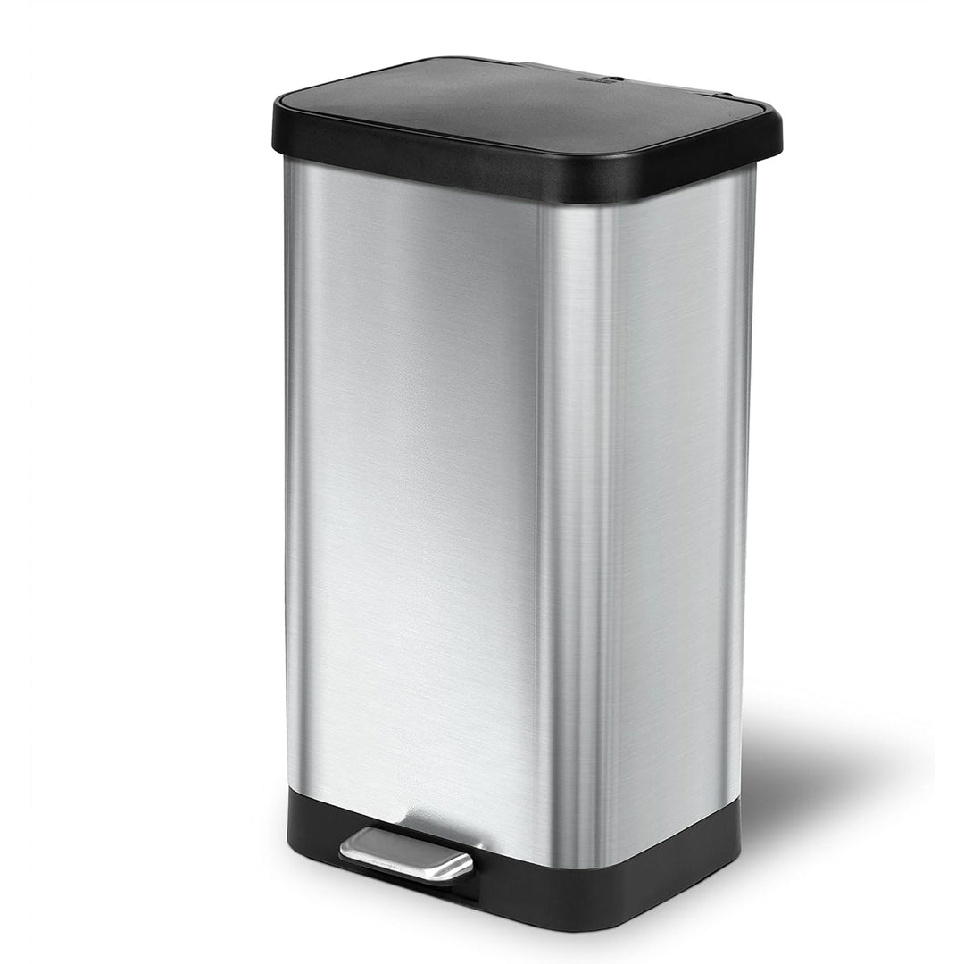 Glad Step Trash Can, Soft Close Lid Bin with Odor Protection, 20 Gal, Stainless - VMInnovations