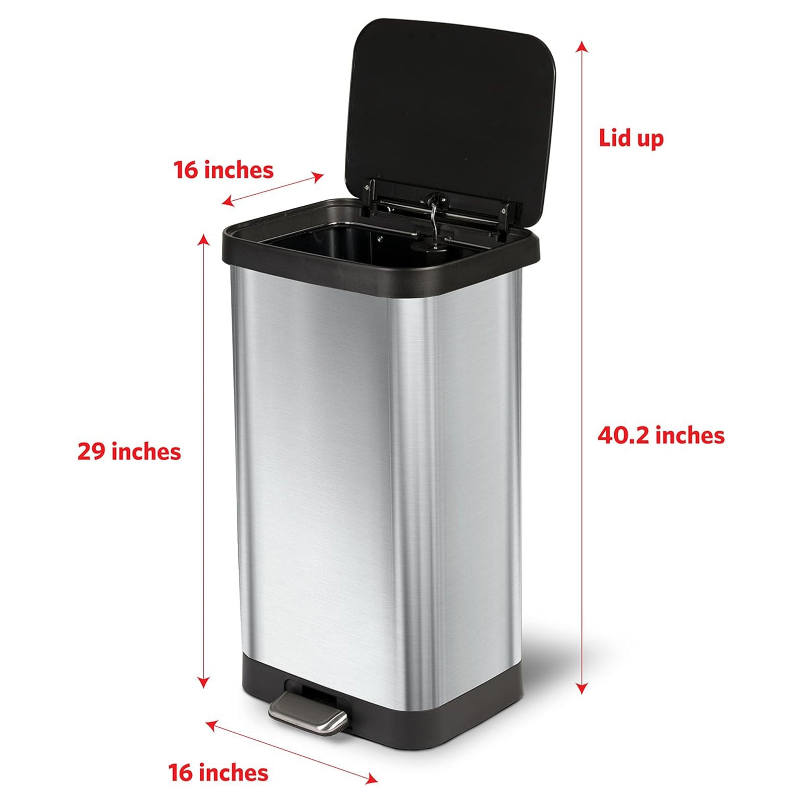 Glad Step Trash Can, Soft Close Lid Bin with Odor Protection, 20 Gal, Stainless - VMInnovations