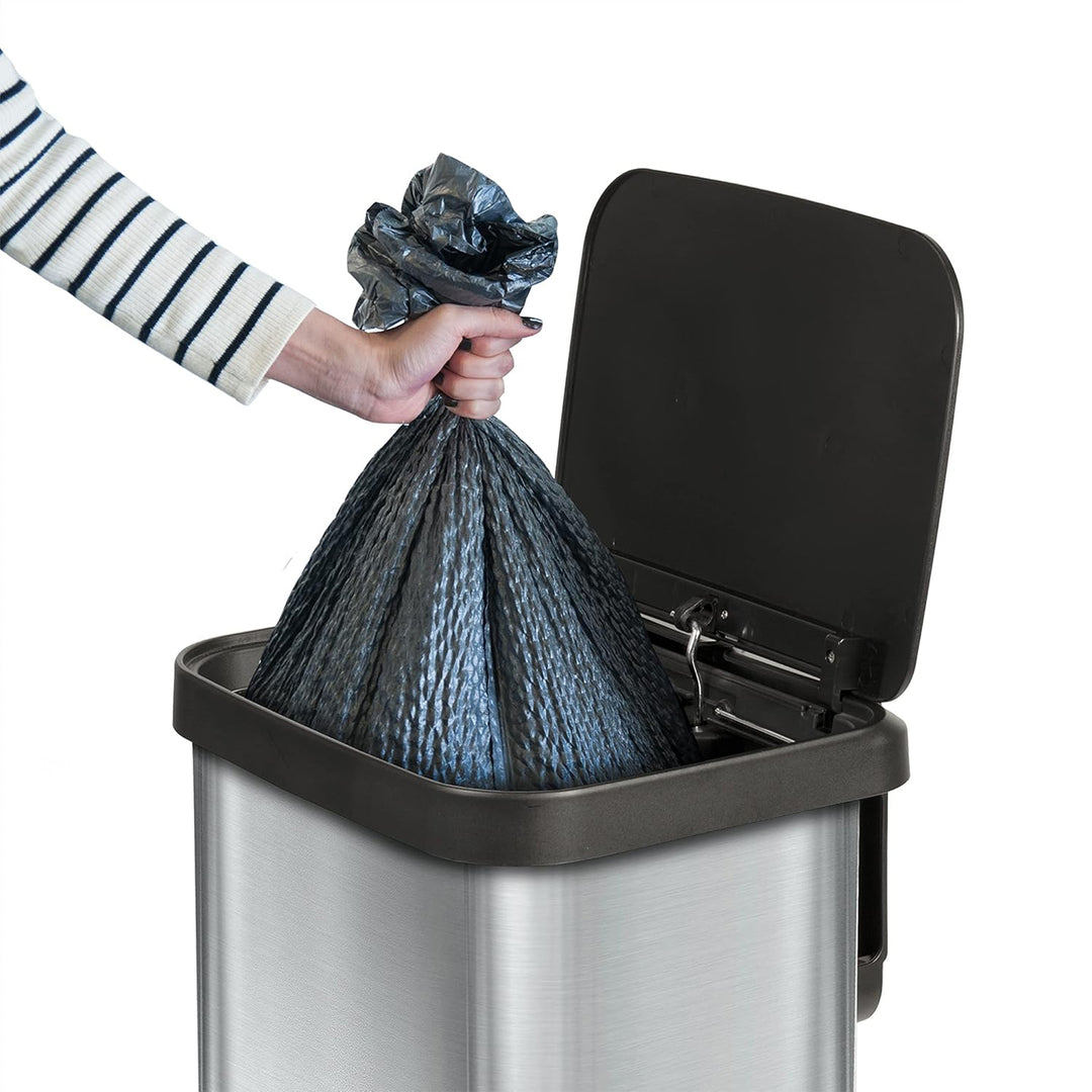 Glad Step Trash Can, Soft Close Lid Bin with Odor Protection, 20 Gal, Stainless - VMInnovations