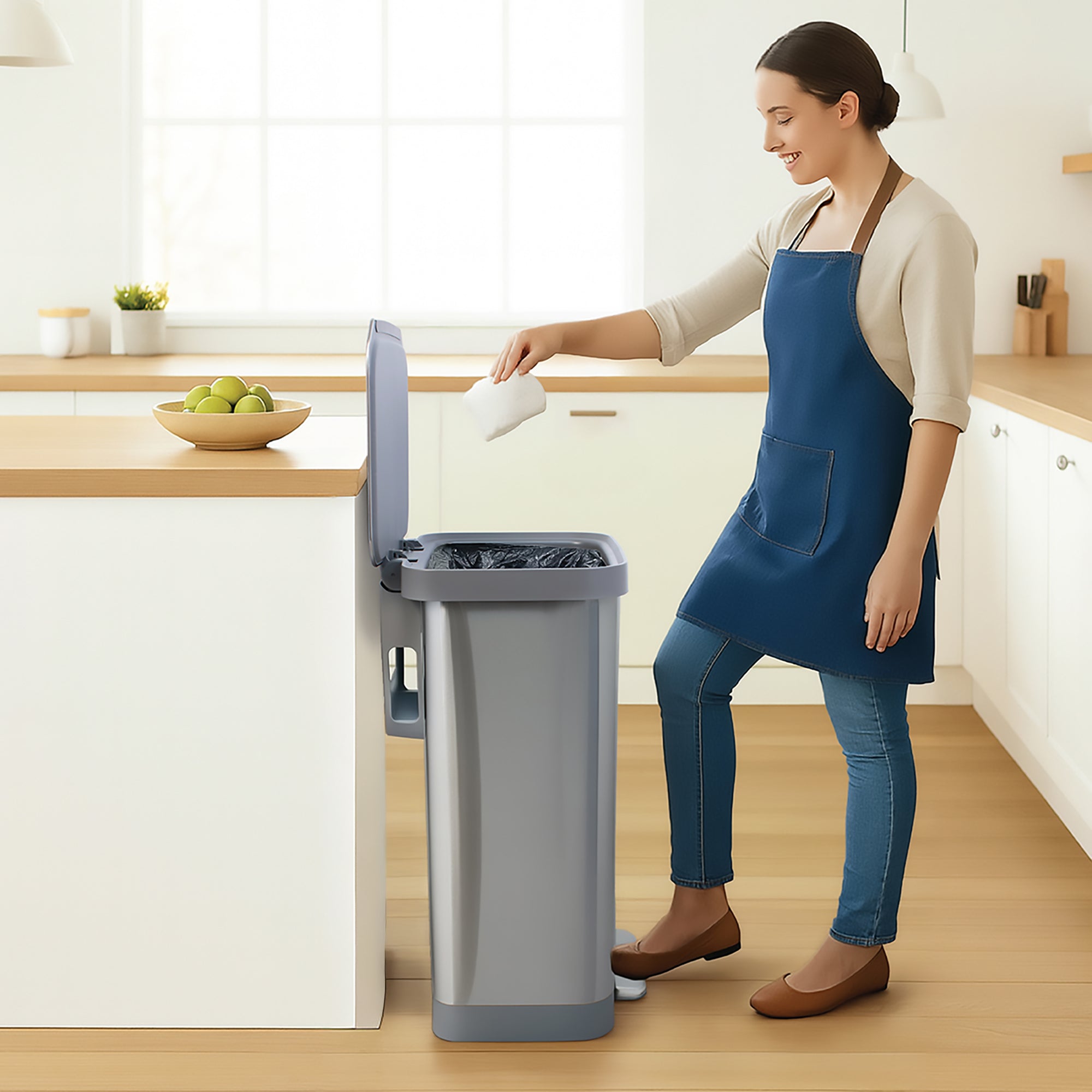 Glad Step Trash Can, Series 2 Soft Close Bin w/Odor Protection, 20 Gal(Open Box)
