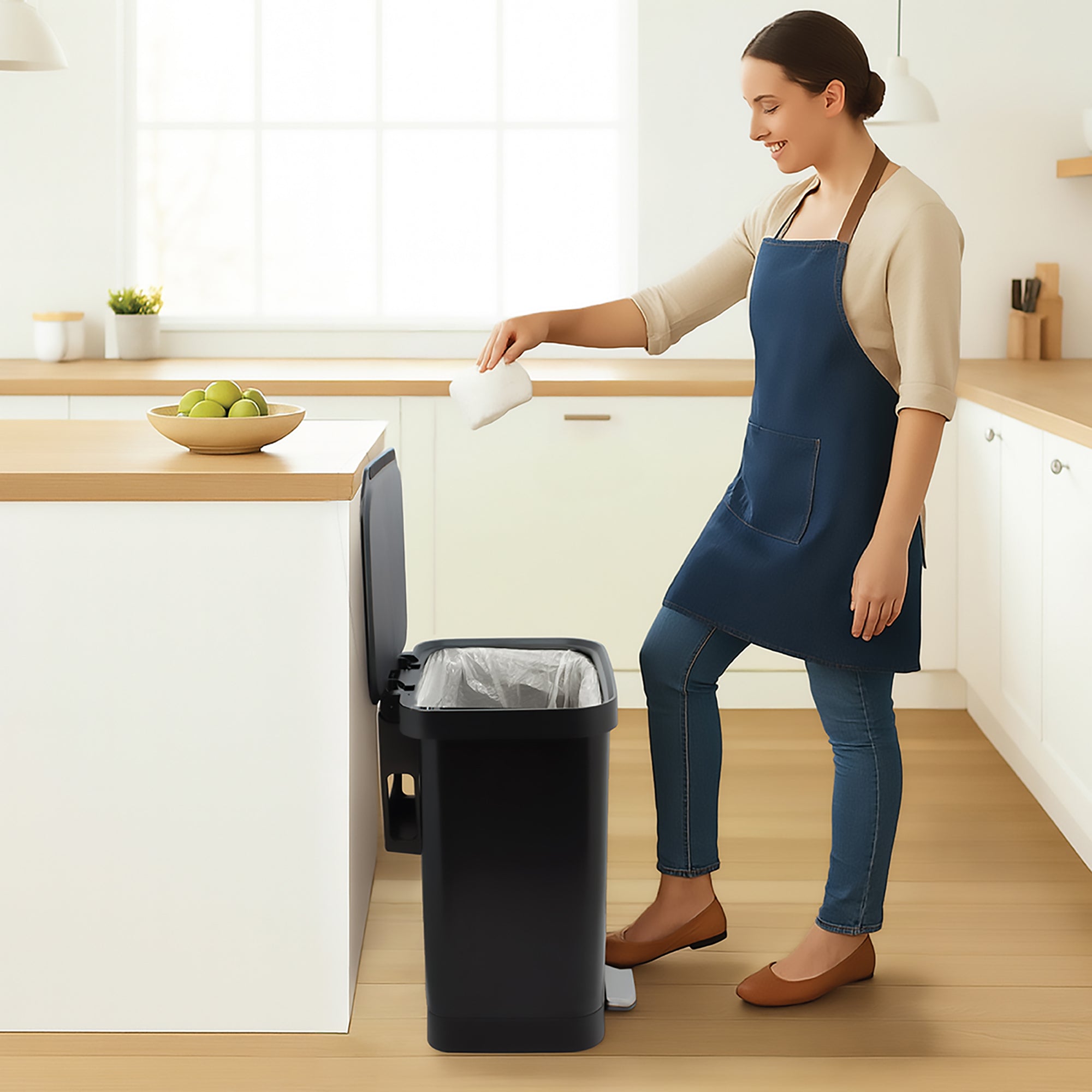 Glad Step Trash Can, Series 2 Soft Close Bin with Odor Protection, 13 Gal (Used)