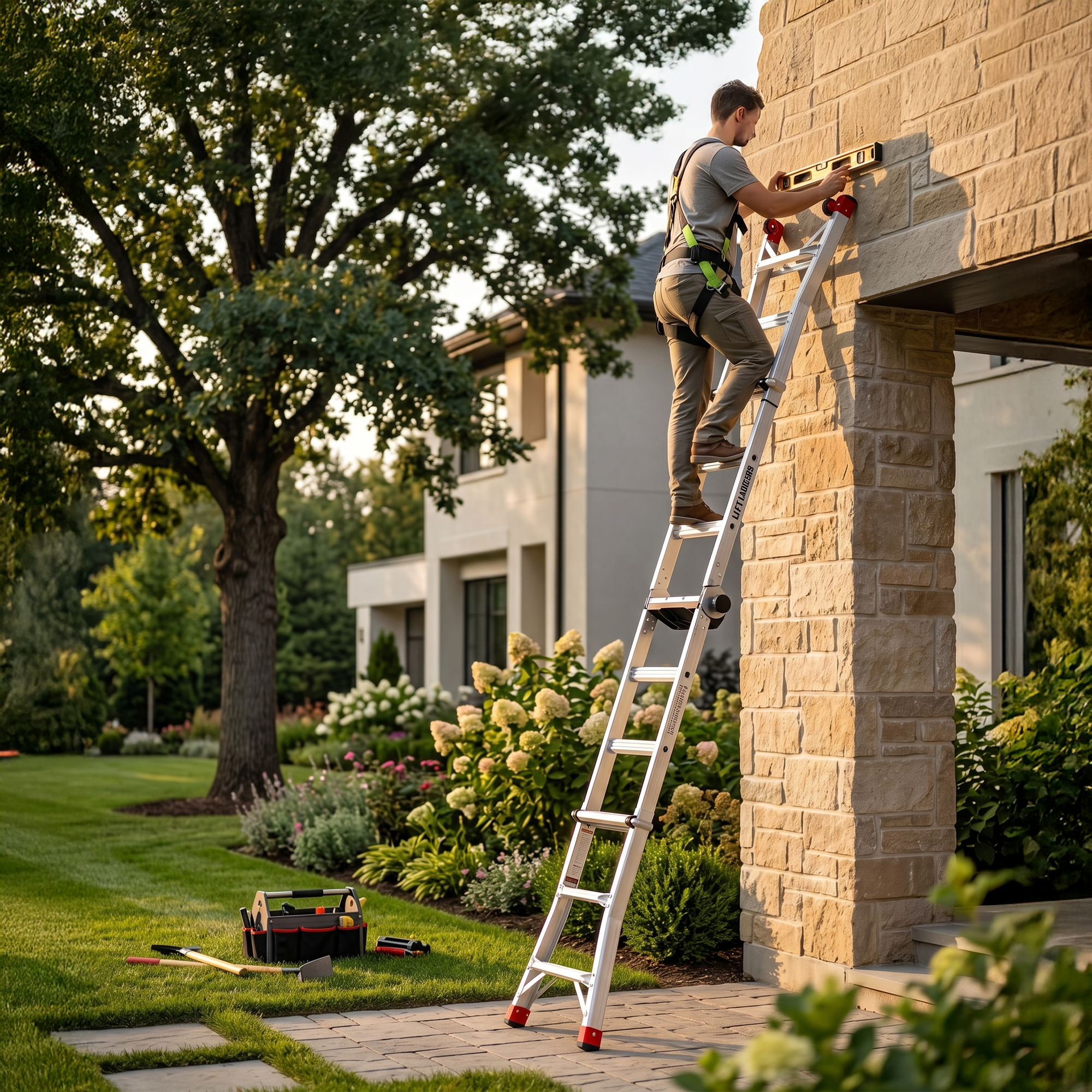 Lift Ladders 15 Foot Reach Multi Position Aluminum Step Ladder, 375 lb Capacity