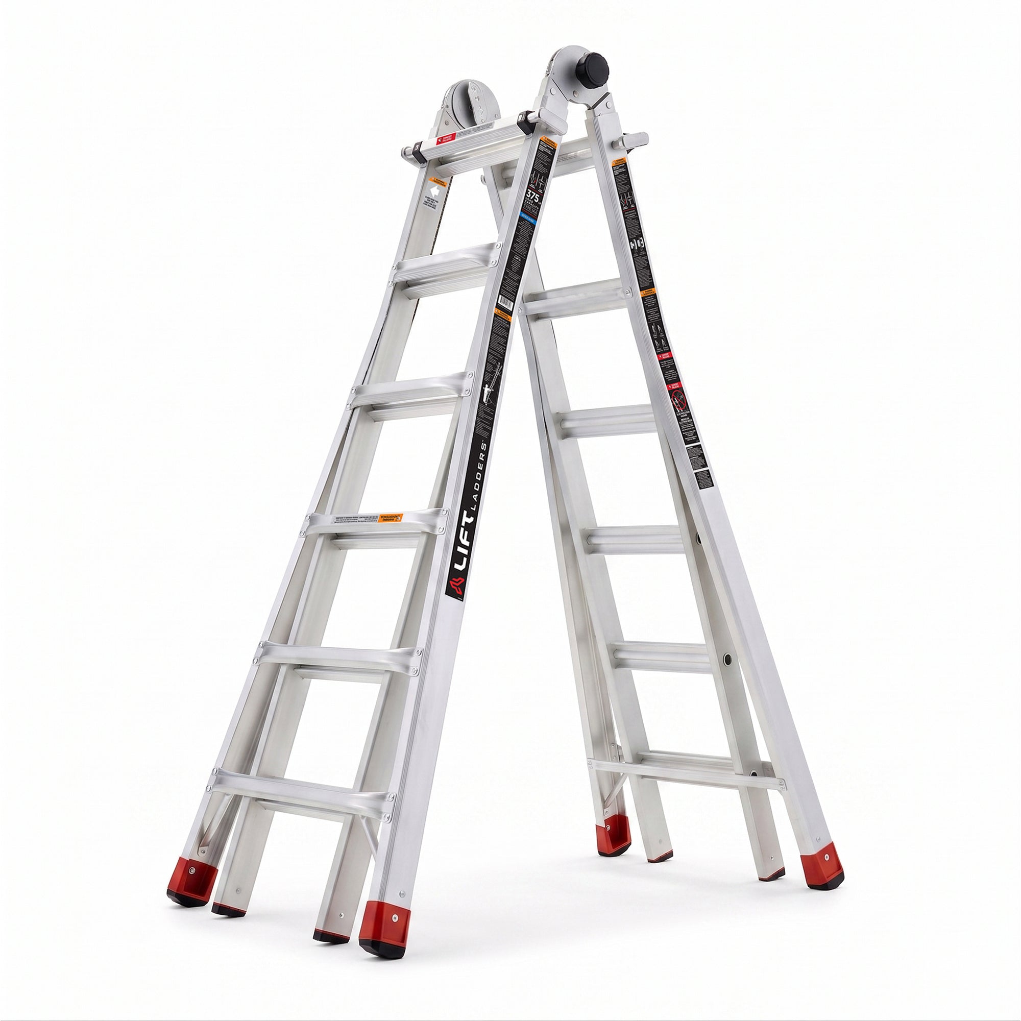 Lift Ladders 26 Foot Reach Multi Position Aluminum Step Ladder, 300 lb Capacity - VMInnovations