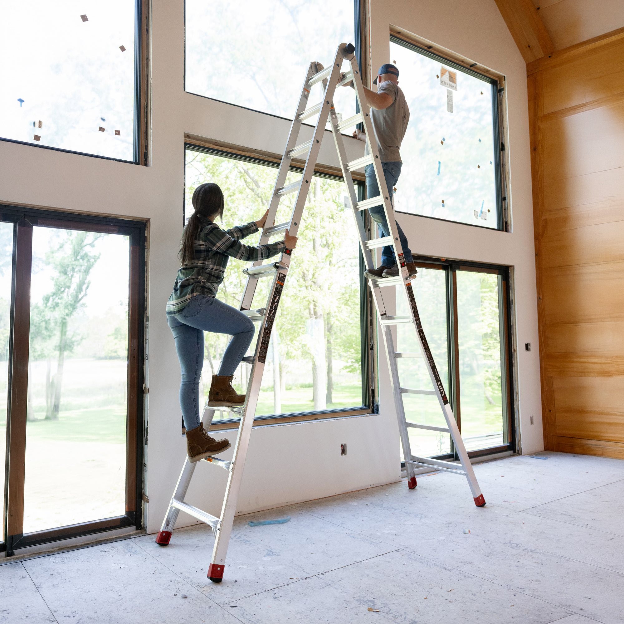 Lift Ladders 26 Foot Reach Multi Position Aluminum Step Ladder, 300 lb Capacity - VMInnovations