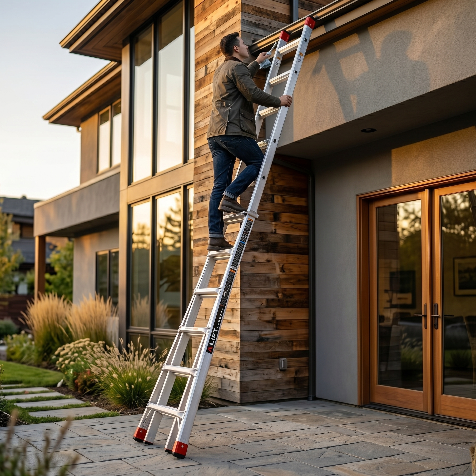 Lift Ladders 26 Foot Reach Multi Position Aluminum Step Ladder, 375 lb Capacity