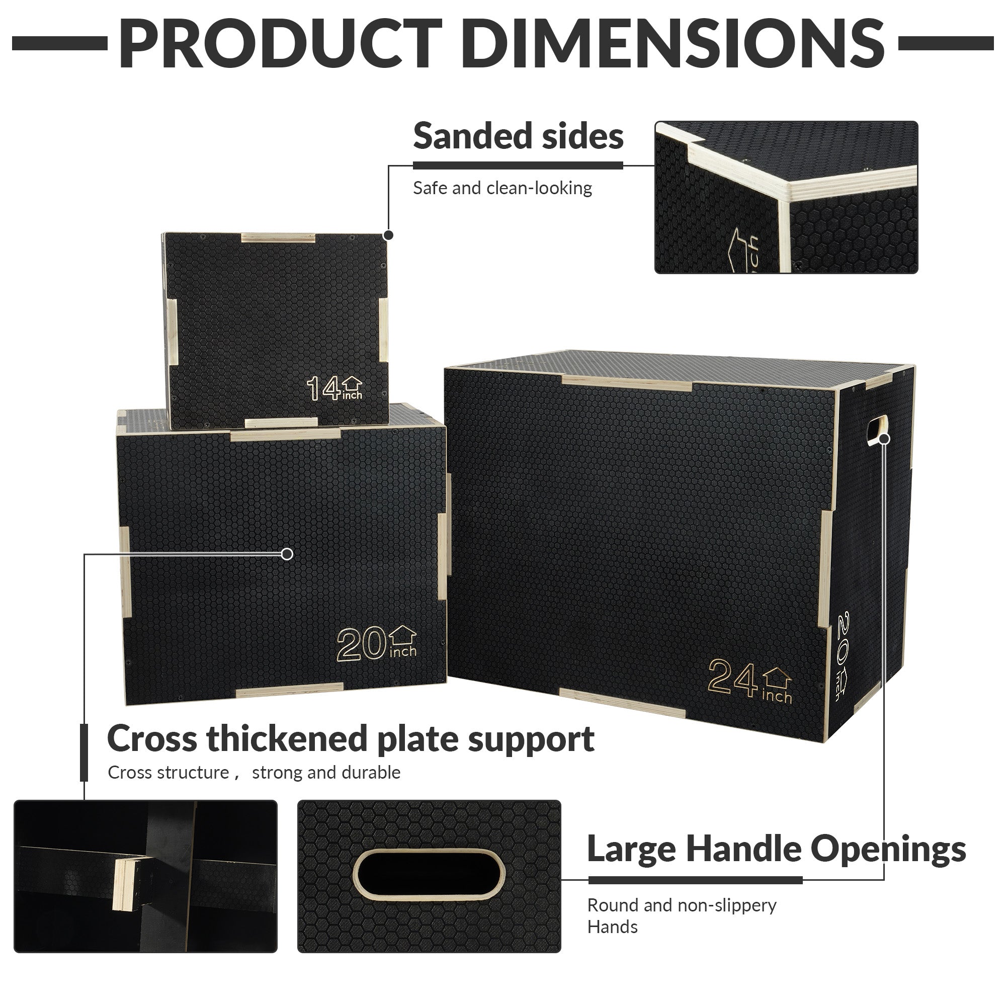 Fitvids 30" x 24" x 20" Wooden Plyometric Box Non-Slip Jump Platform,(Open Box)