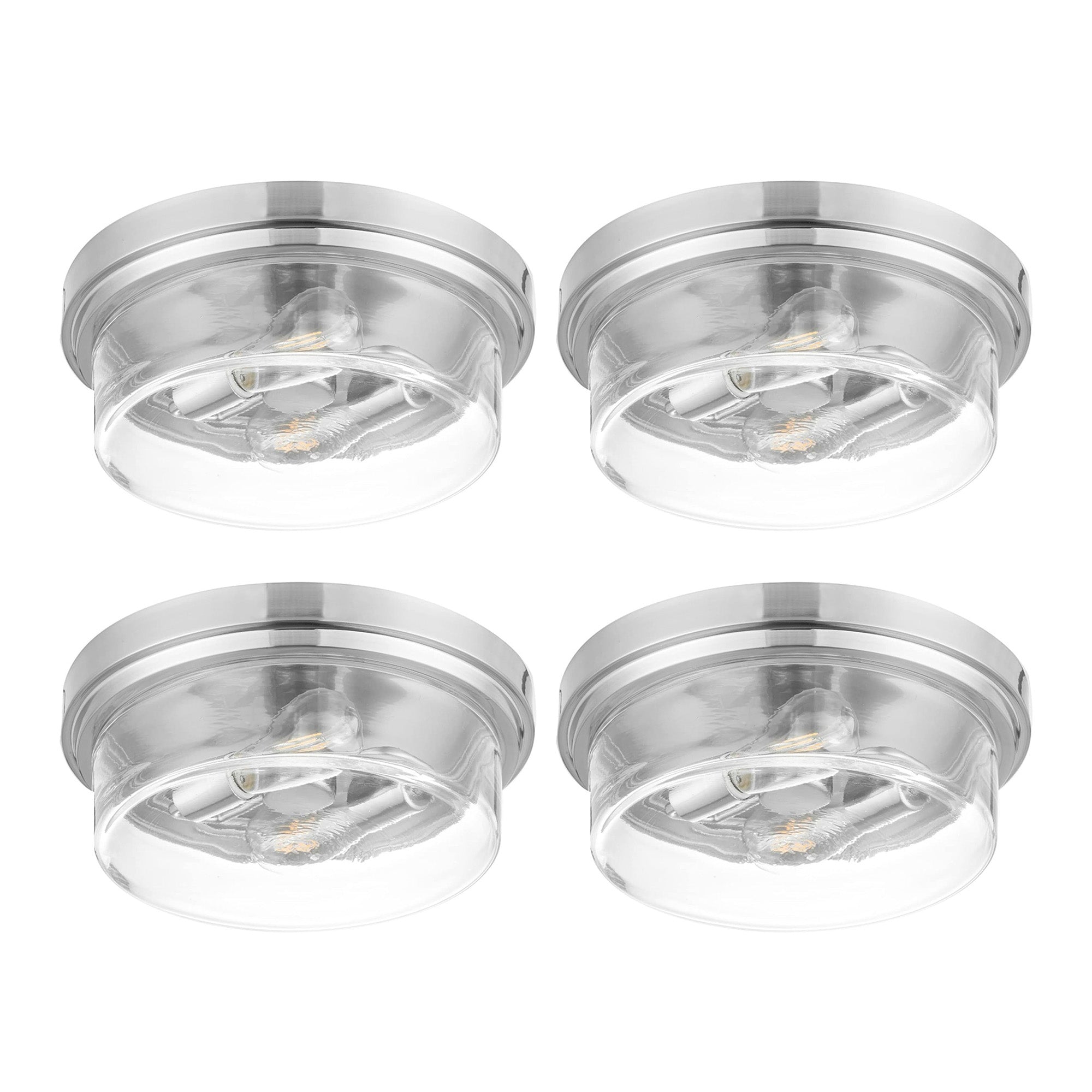 Prominence Home 4 Pack Madalyn 13" Ceiling Light Clear Drum Glass Brushed Nickel - VMInnovations